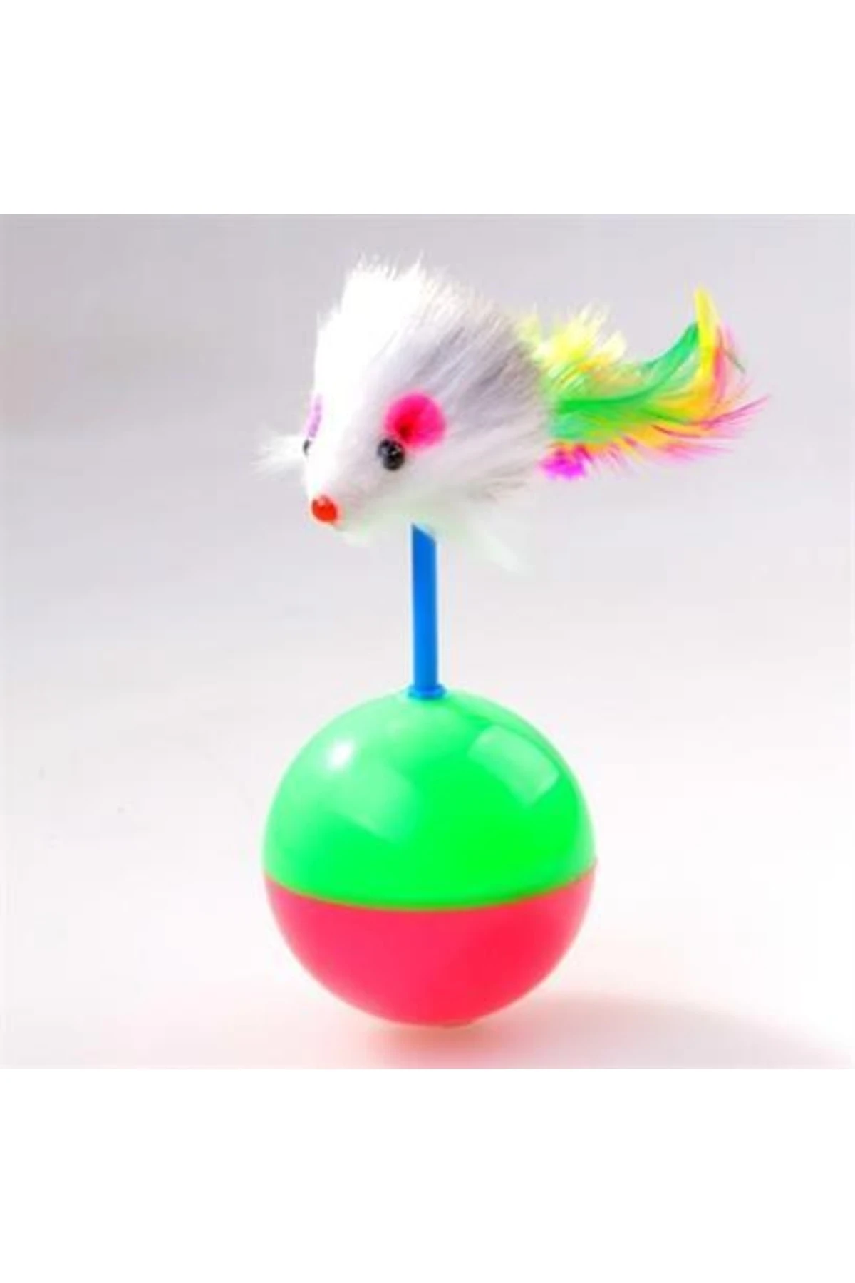 roichil® Kedi Oyun Topu Tüylü Fareli Hacı Yatmaz Eğitici Yavru Kedi Fare Kovalama Oyuncağı