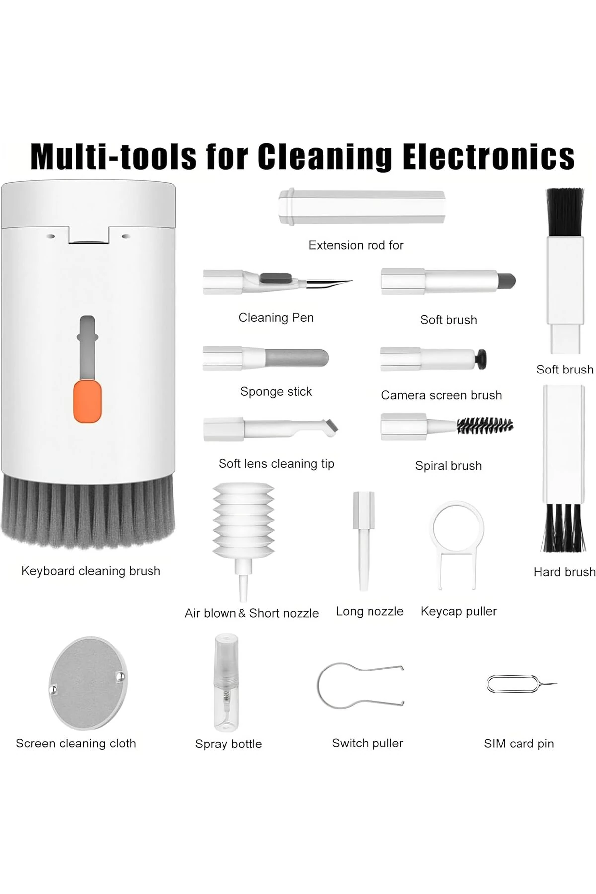 20'si 1 Arada Elektronik Temizleme Kiti – Klavye, AirPods ve Cihaz Temizleyici Set