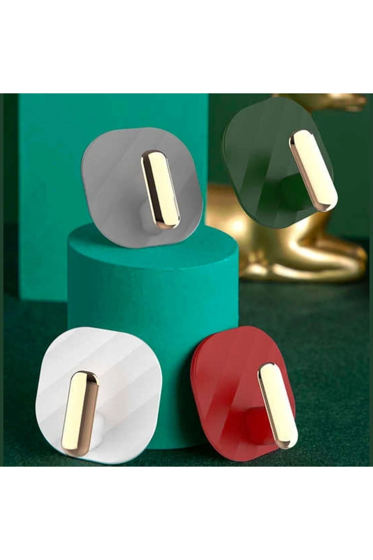 ® 2li Yapışkanlı Retro Askılık Dolap Kapak Kulpu Beyaz