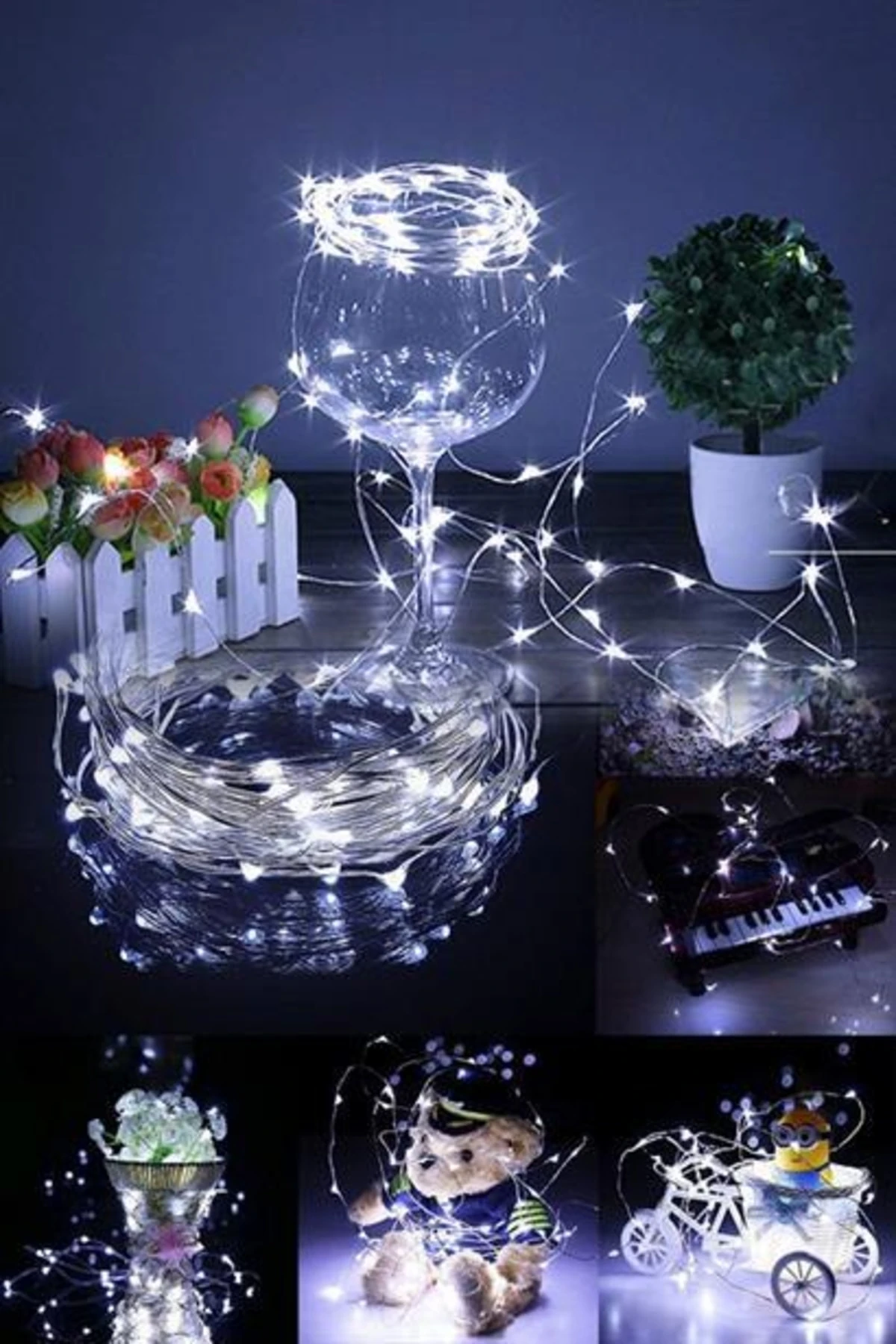 roichil® Pilli 5 Metre Dekoratif Peri Led Beyaz Aydınlatma Süsleme Lambası