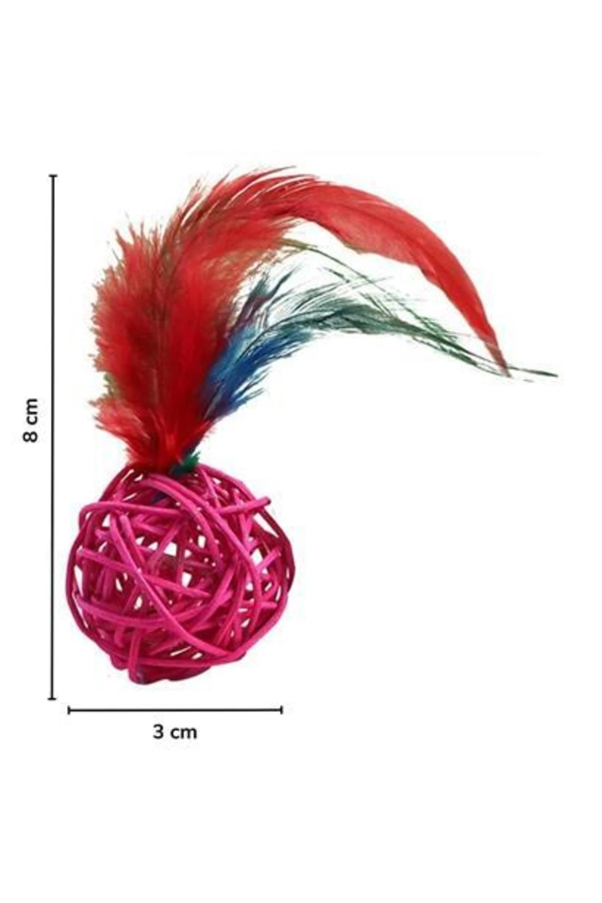 roichil® 2li Rattan Renkli Peluş Tüy Kedi Köpek Oyuncak Yakalama Çiğneme Çıngıraklı Top Oyuncağı