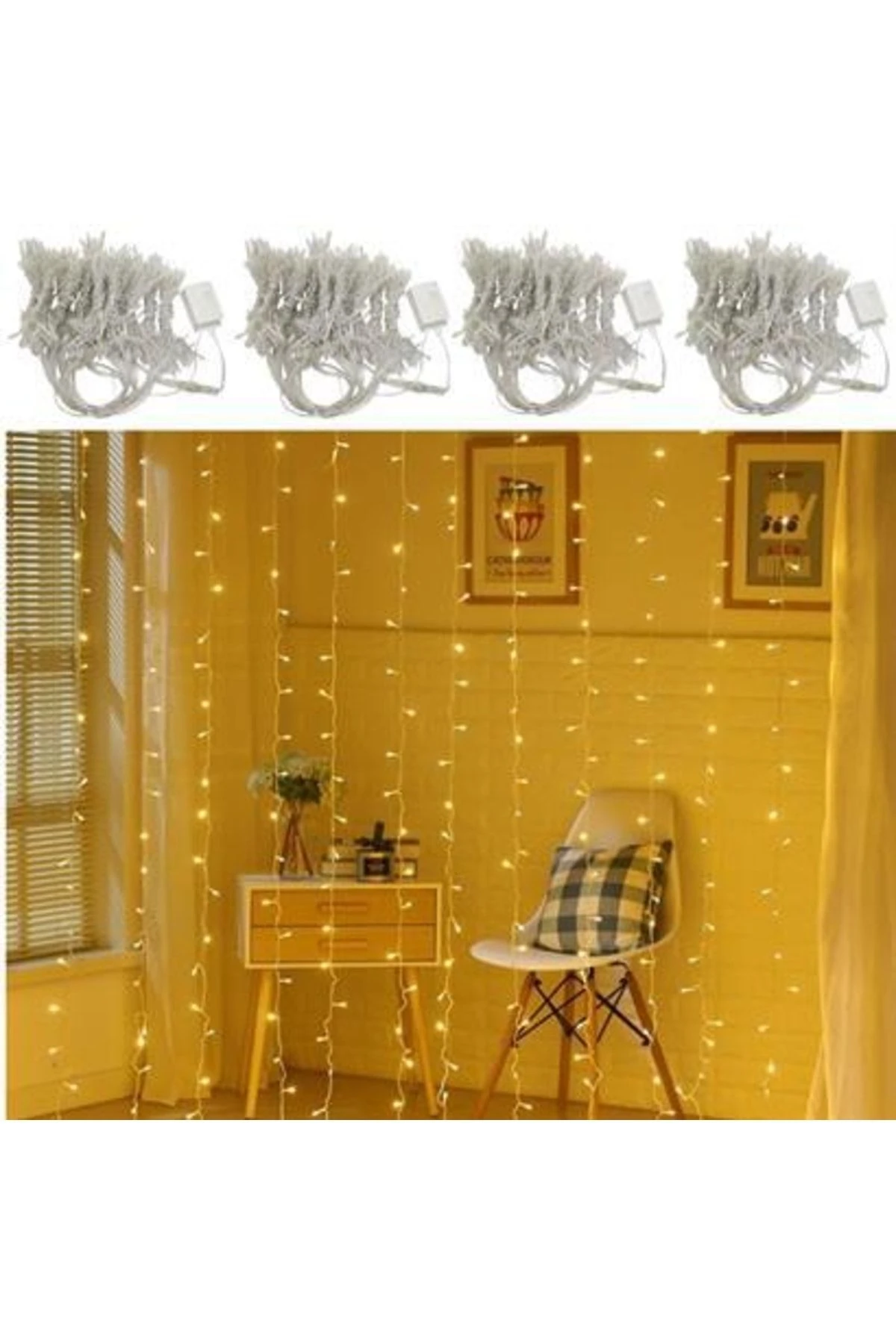 roichil® 8 Fonksiyonlu 200 Led 10 Saçak Şerit Led 2x2 Perde Ip Led (GÜN IŞIĞI)