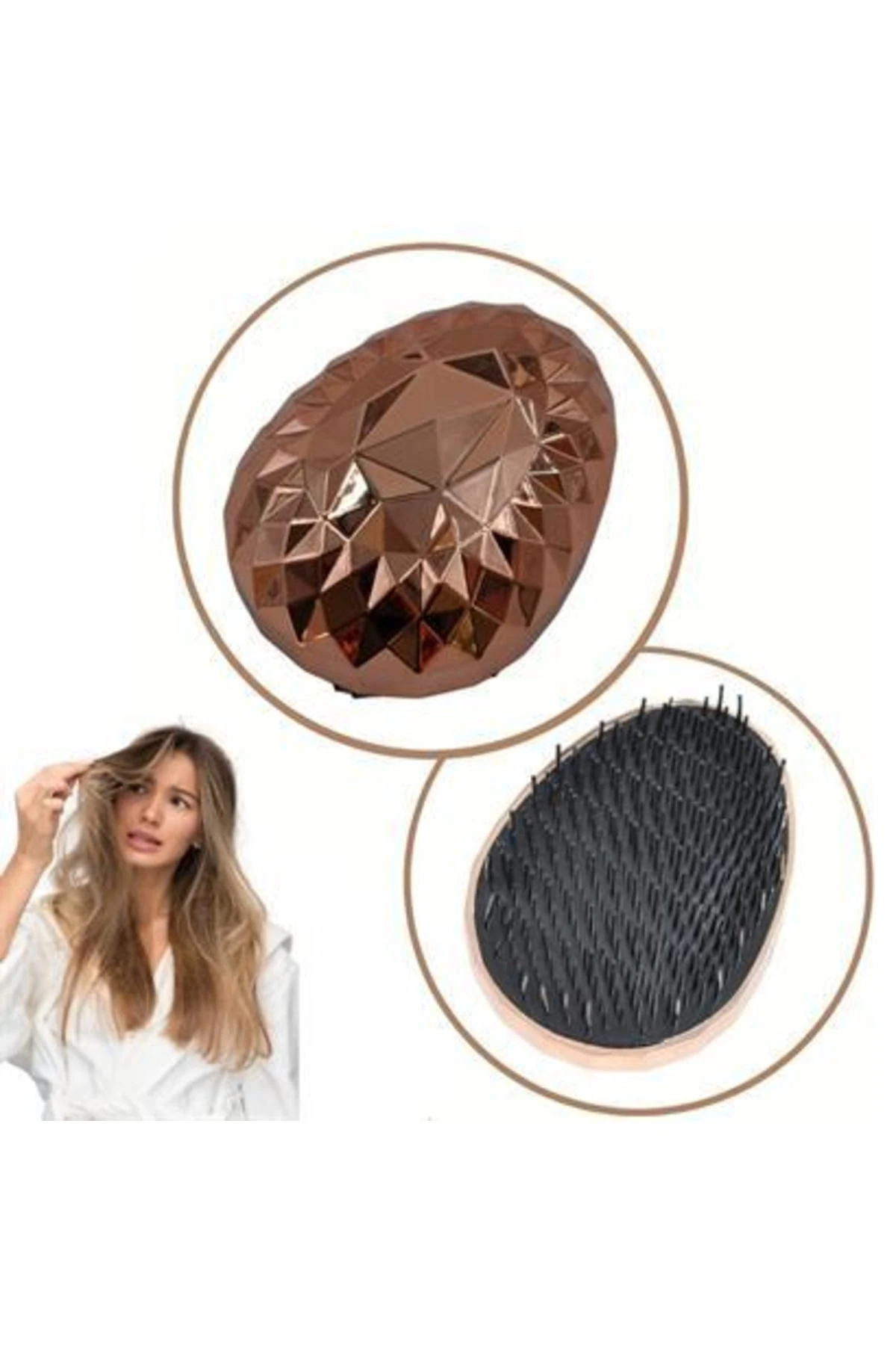 roichil® Rose Gold Saç Düzleştirici Tarak Geniş Aralıklı her Saç Tipine Uygun Fırçalı Saç Düzleştiric