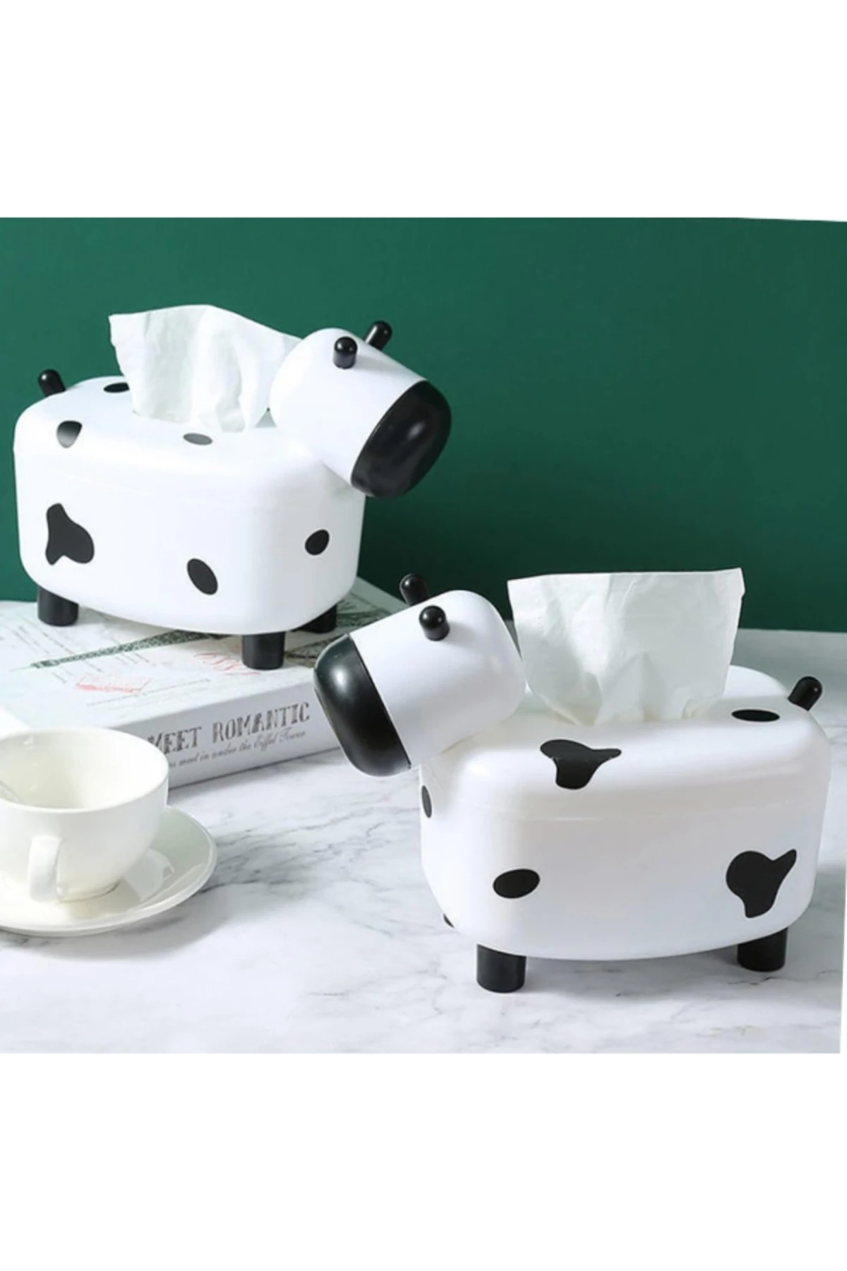 Sevimli İnek Tasarımlı Mıknatıslı Tuzluk ve Peçetelik