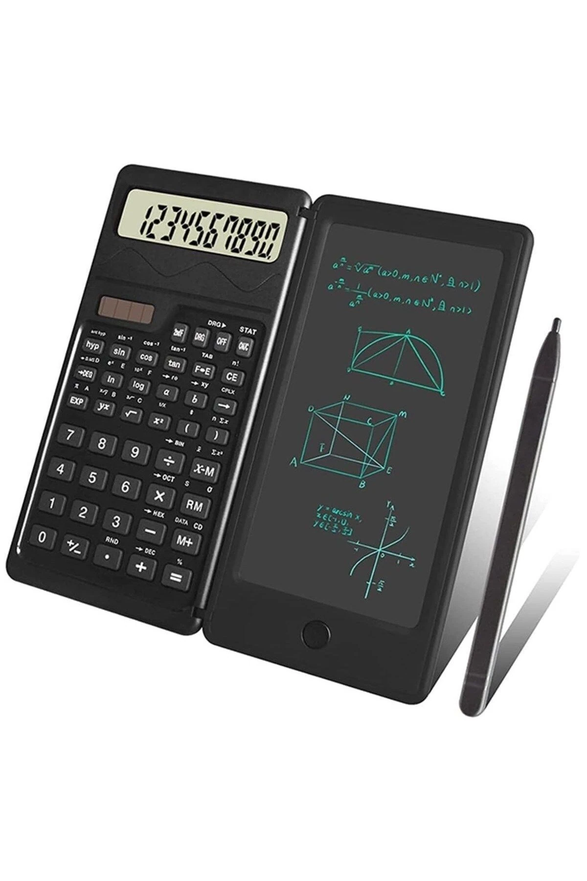 Silinebilir LCD Yazı Tabletli,Kalemli Katlanabilir Bilimsel Hesap Makinesi