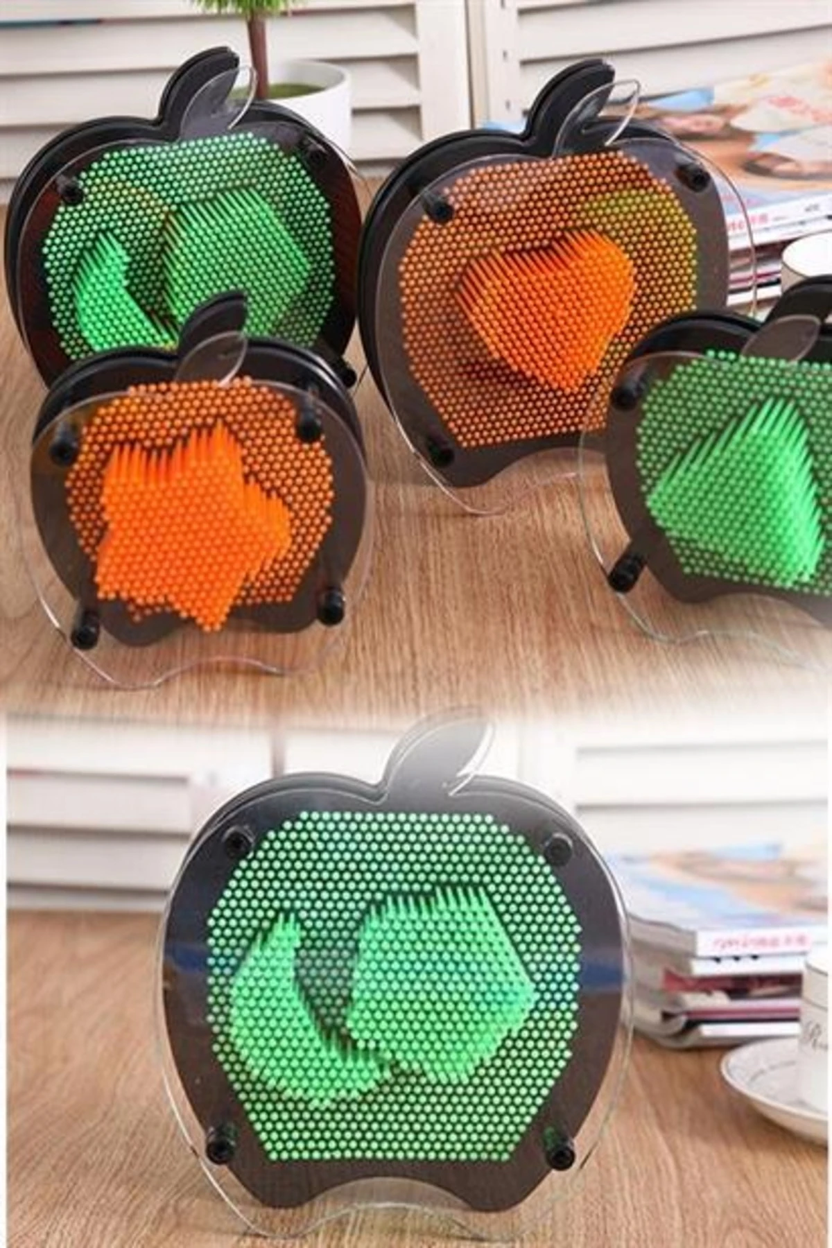 roichil® Elma Şeklinde Pin Art Dekoratif 3d Çivi Sanatı Filografi Tahtası