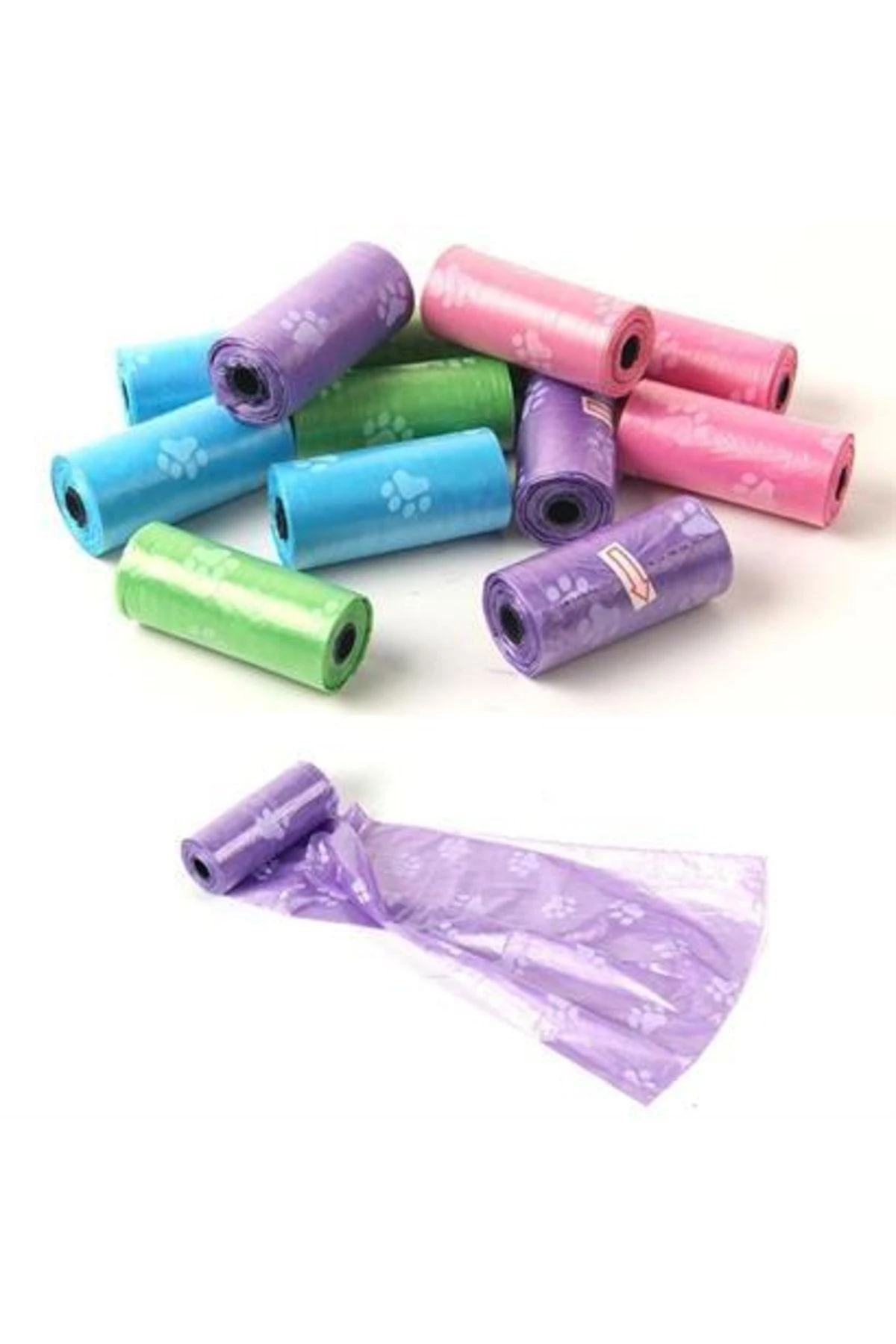 roichil® 4lü Evcil Hayvanlar Için Pati Desenli Kedi Köpek Kaka Poşeti Torbası