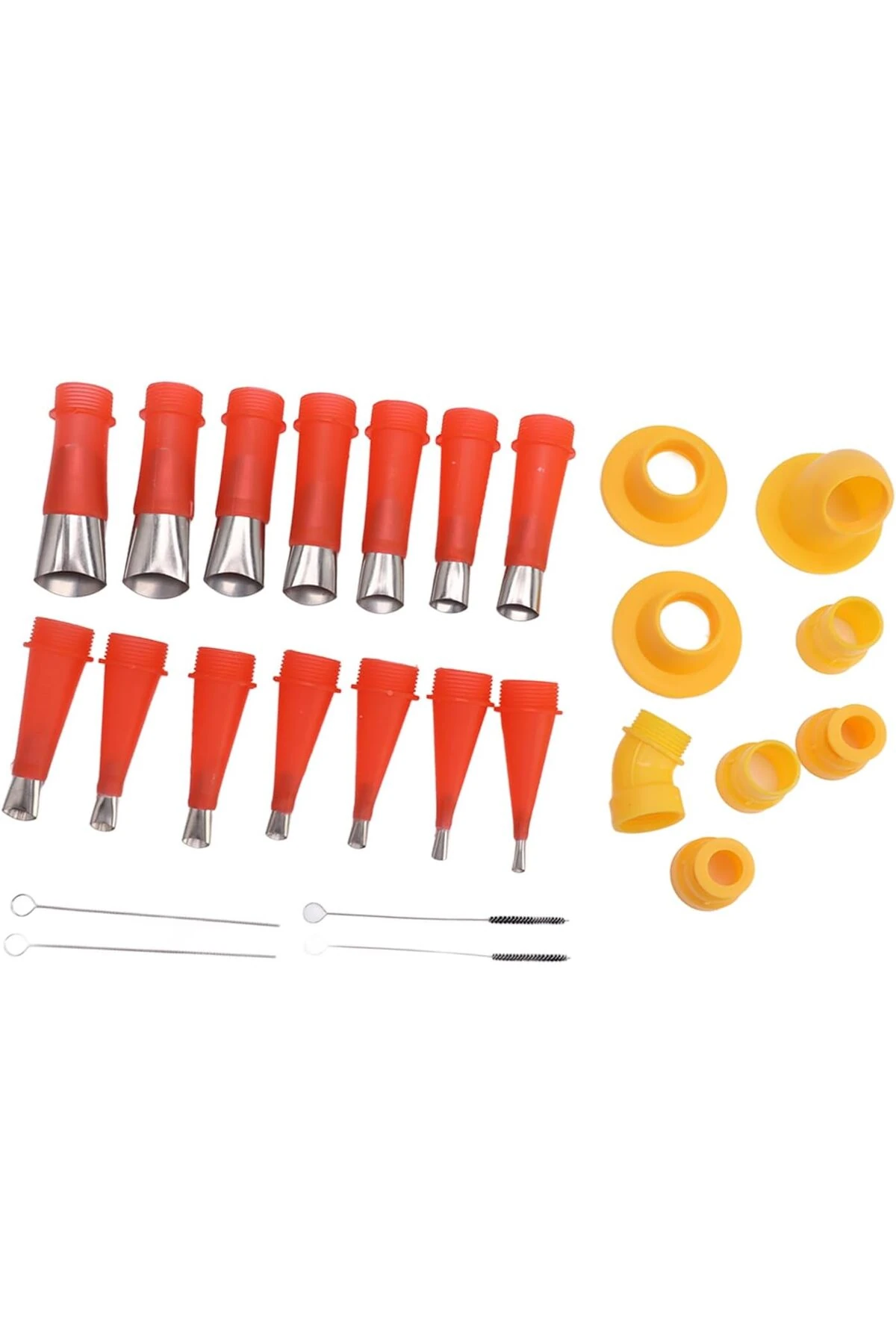 Kalafat Ucu Seti – Paslanmaz Çelik ve Plastik Nozul Seti, 4 Yıkama Fırçası Entegre