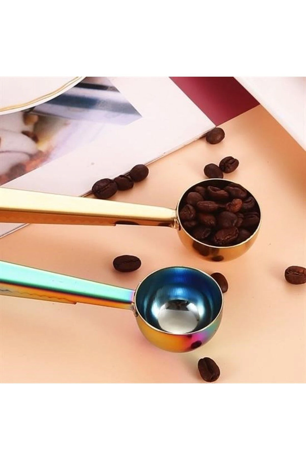 Mandallı Kahve Ölçü Kaşığı Renkli Çok Fonksiyonlu Paslanmaz Çelik Kaşık