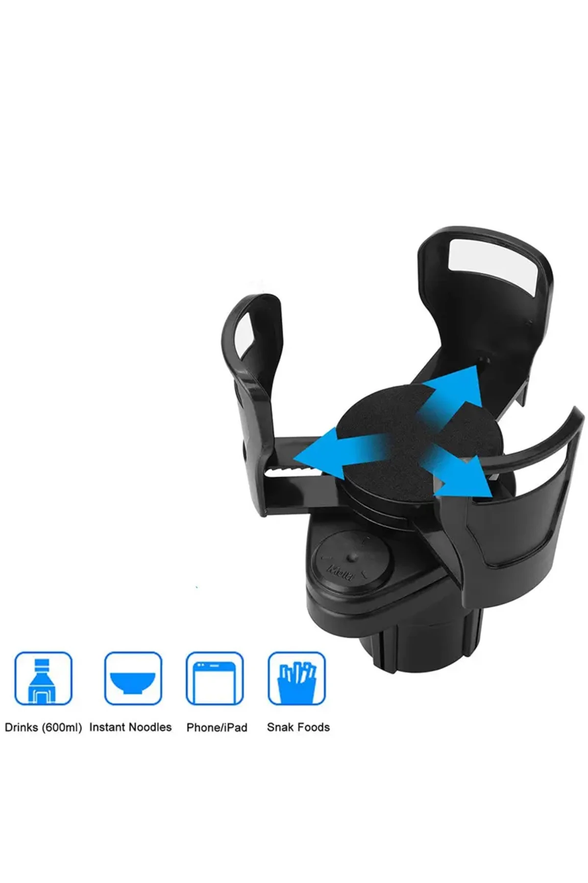 Araba Çift Bardak Tutucu – Ayarlanabilir ve 360° Dönebilen Çok Fonksiyonlu Bardak Standı