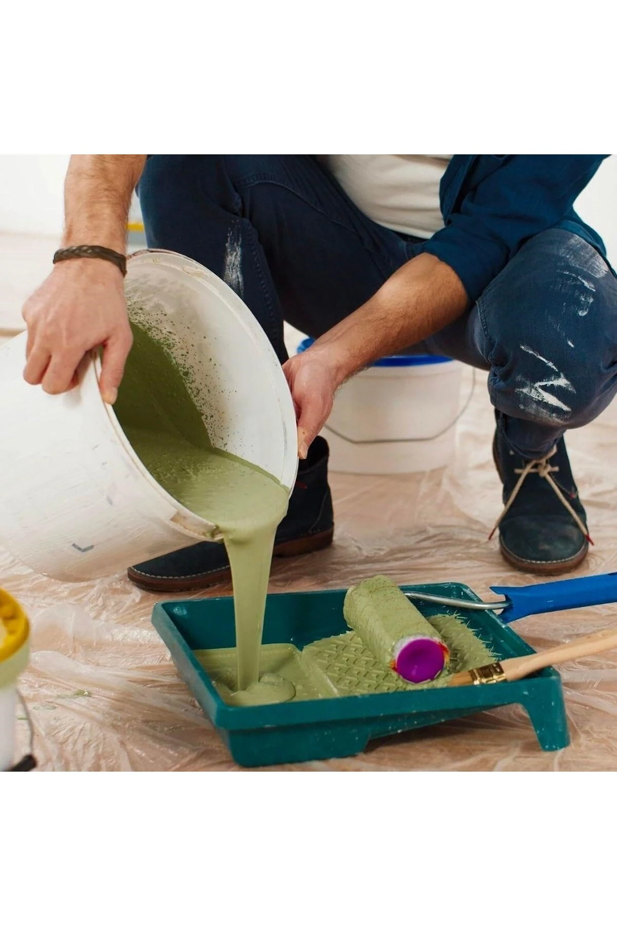 Boya Badana Eşya Koruma Hışır Örtüsü 180cm x 15 mt Yapışkanlı Hışır Örtü