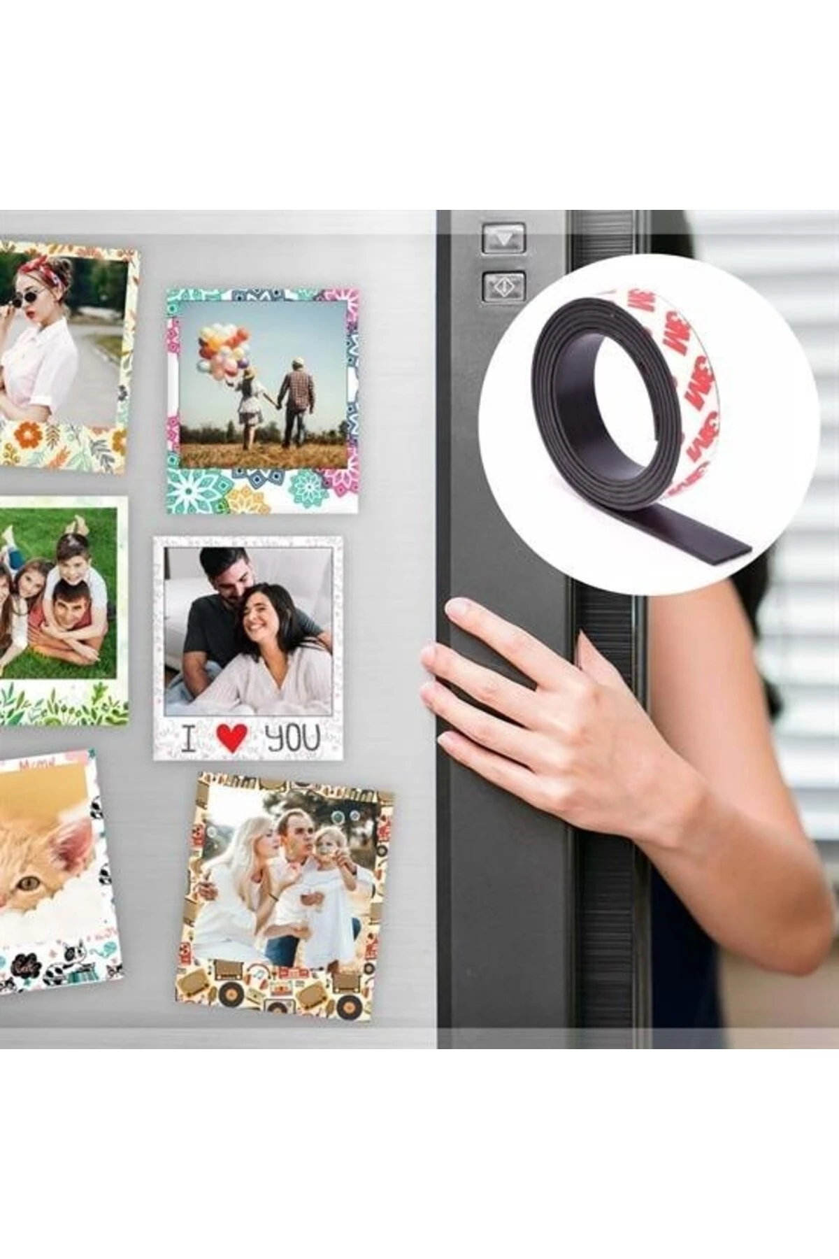 Yapışkanlı Şerit Mıknatıs Magnet Kes Kullan Güçlü Sağlam Rulo Çıkarılması Kolay Siyah 2cm x 1 mt