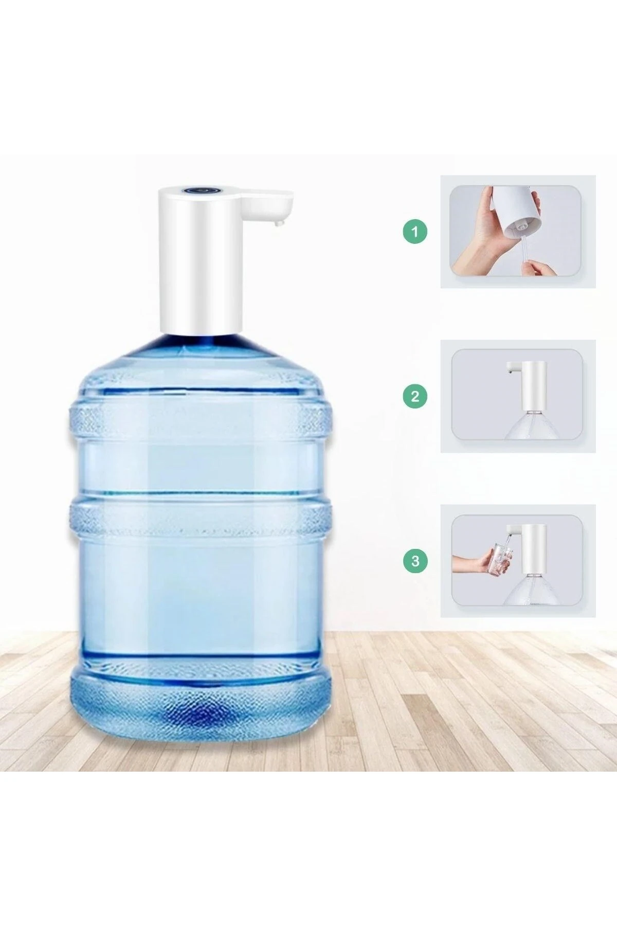 Usb ile Şarj Olabilen Beyaz Damacana Pompası 1200 mA