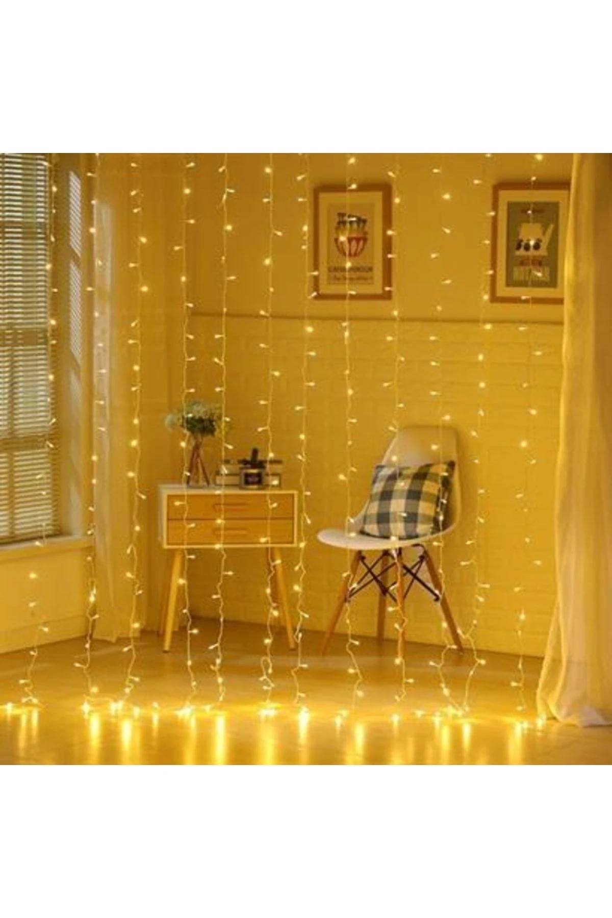 roichil® 8 Fonksiyonlu 200 Led 10 Saçak Şerit Led 2x2 Perde Ip Led (GÜN IŞIĞI)