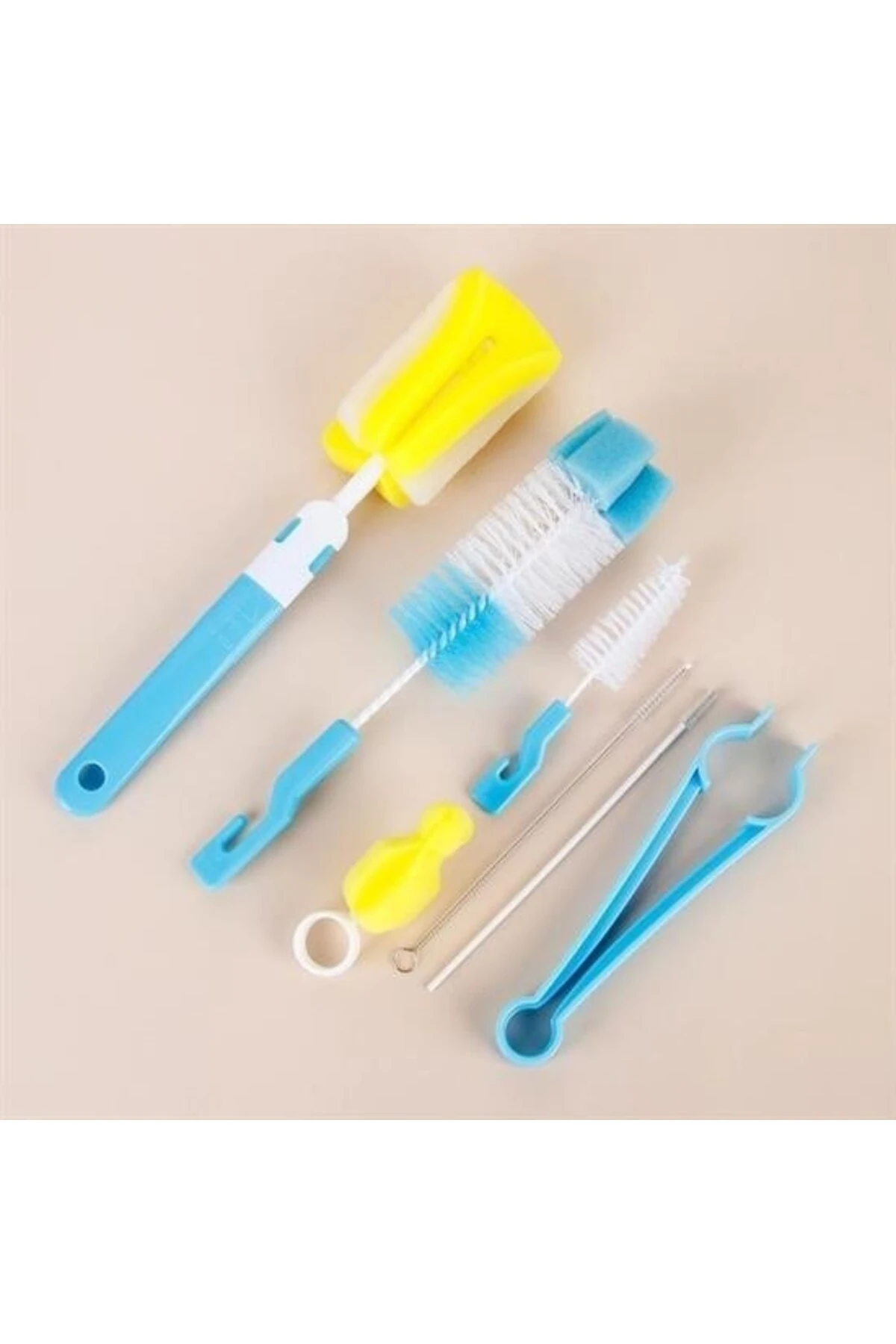 7 Parça Biberon Uzun Kavanoz Termos Suluk Sürahi Yağ Şişe İçi Temizleme Fırçası Aparatı Seti