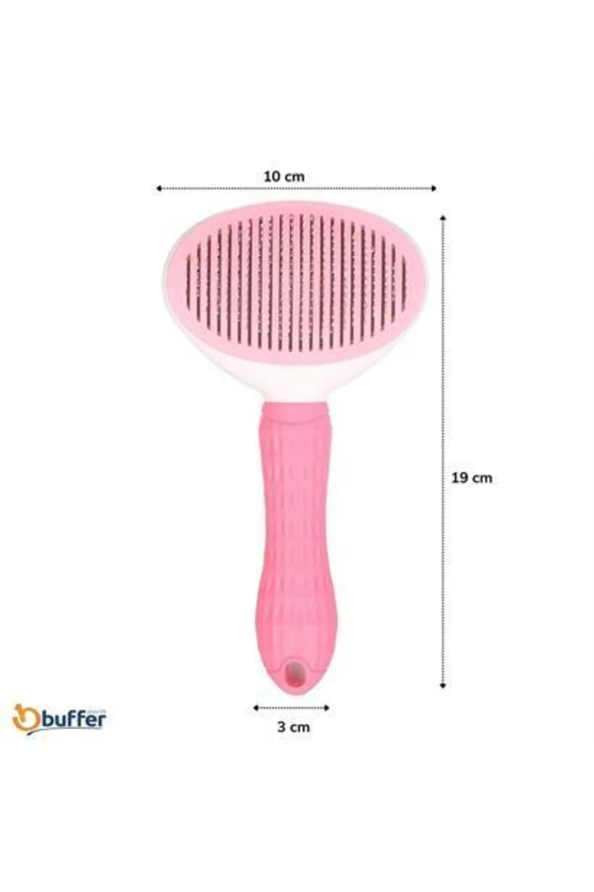 Kedi Köpek Tüy Toplayıcı Kendini Temizleyebilen Ergonomik Saplı Evcil Hayvan Tarağı Pembe