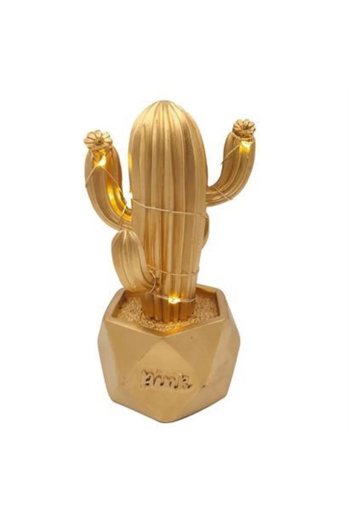 roichil® Led Işıklı Sevimli Kaktüs Dekoratif Masa Lambası Mini Biblo Gece Lambası-gold
