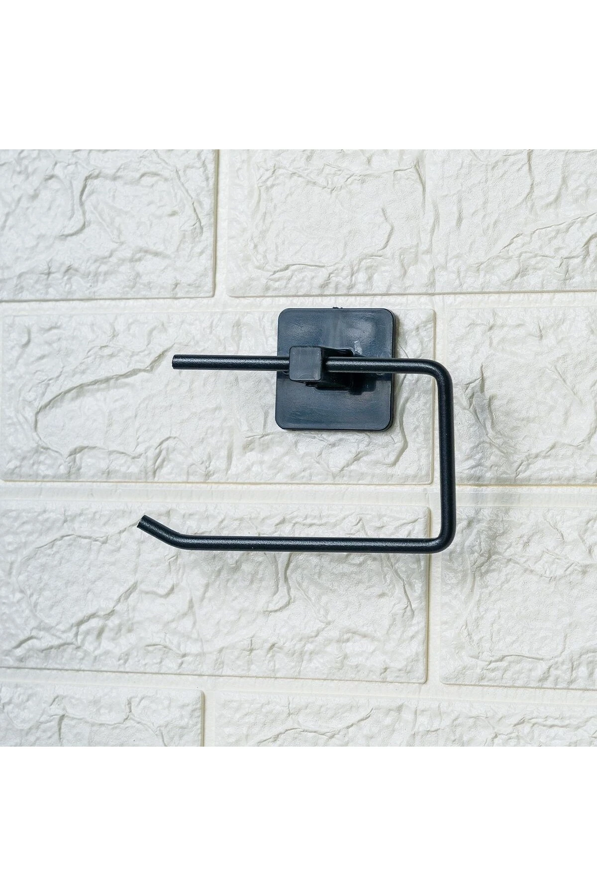 Kendiliğinden Yapışkanlı Siyah Paslanmaz Metal Kapaksız Tuvalet Kağıtlığı Aparatı