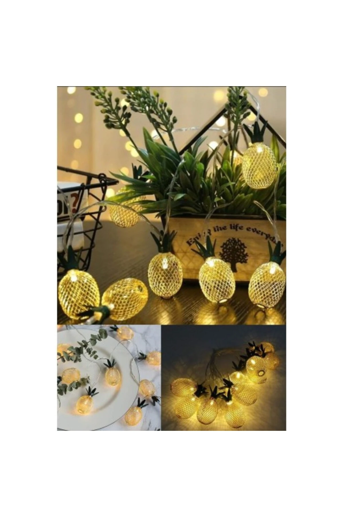 2m 10 Led 2 Kademeli Ananas Led Işık Pilli