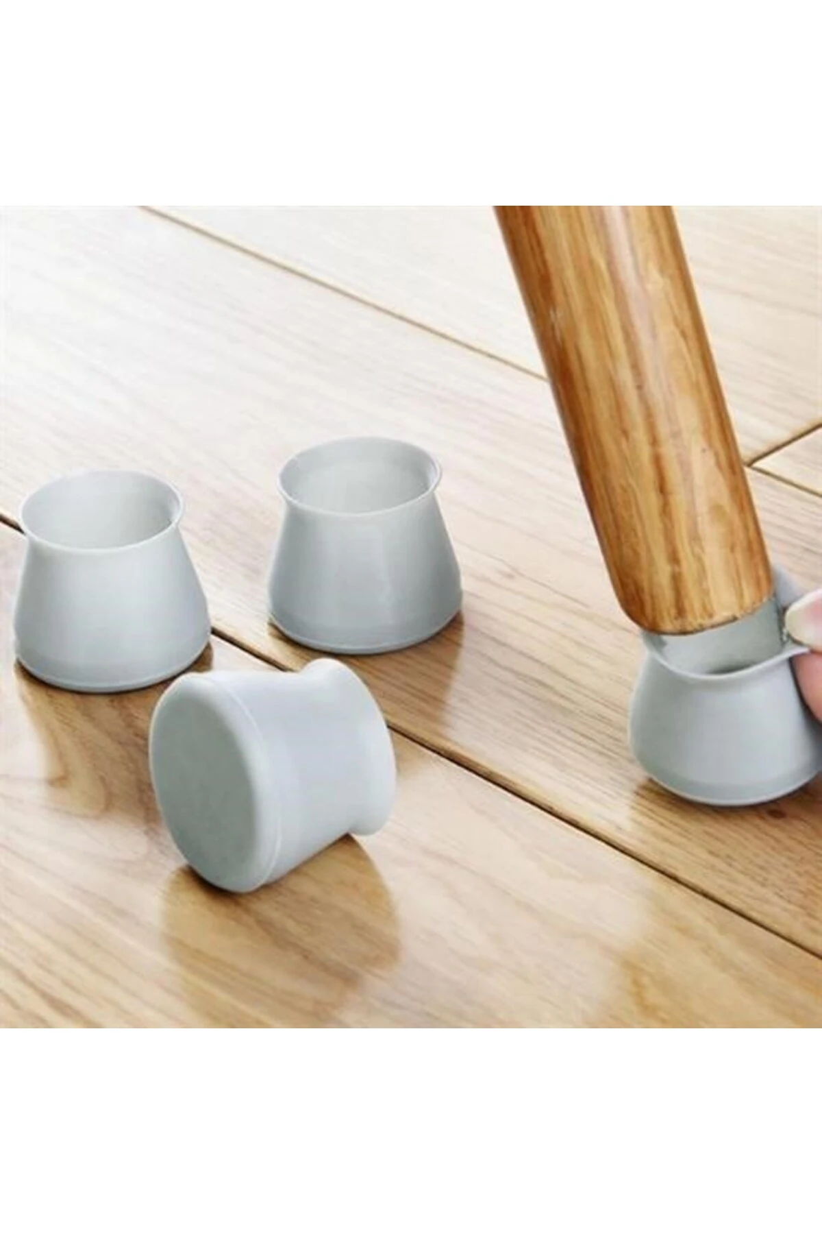 ® 8 Adet Silikon Masa ve Sandalye Ayağı İçin Kaydırmaz Çizdirmez Mobilya Çorabı Gri