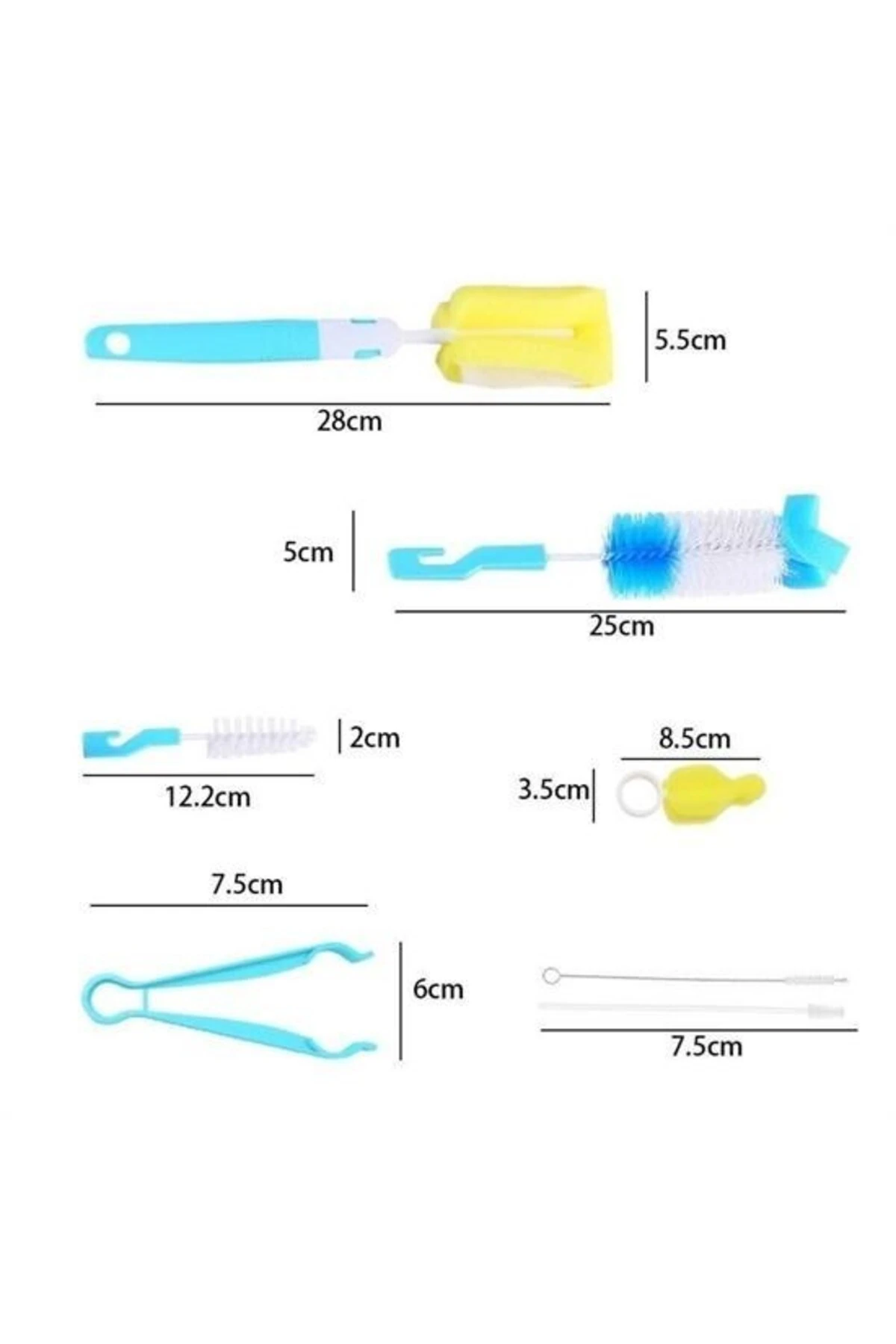 7 Parça Biberon Uzun Kavanoz Termos Suluk Sürahi Yağ Şişe İçi Temizleme Fırçası Aparatı Seti