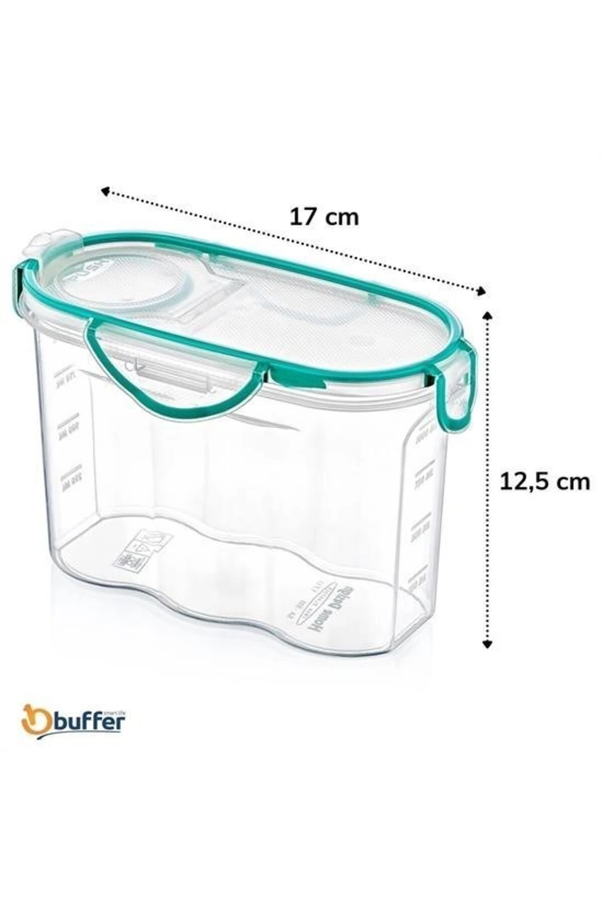 ® Kilitli Kapaklı Contalı Hava,Su Sıvı Geçirmez 1,2 Litre Erzak Saklama Kabı-SA580