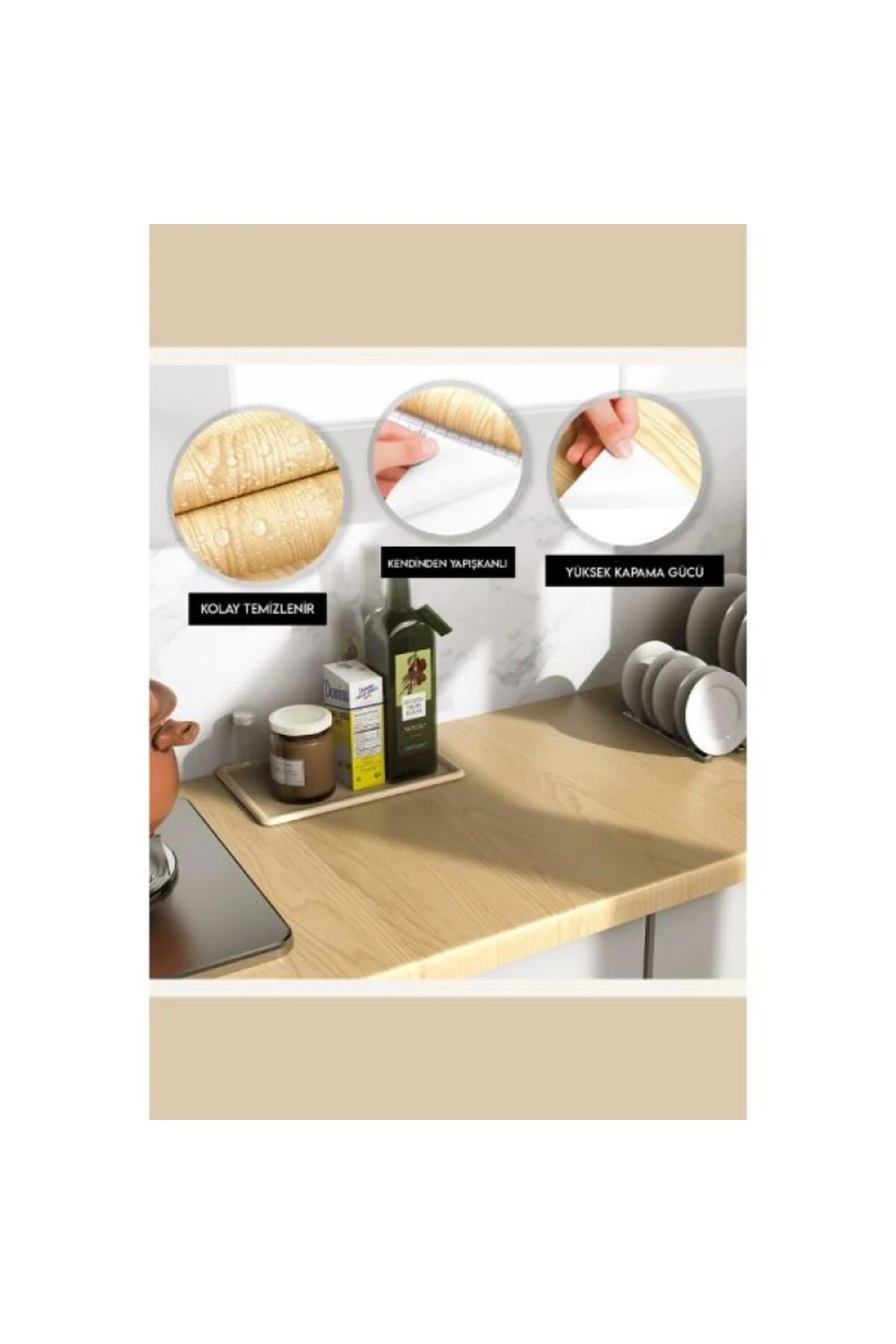 Ahşap Görünümlü Kendinden Yapışkanlı Kaplama Folyosu 5 Metre