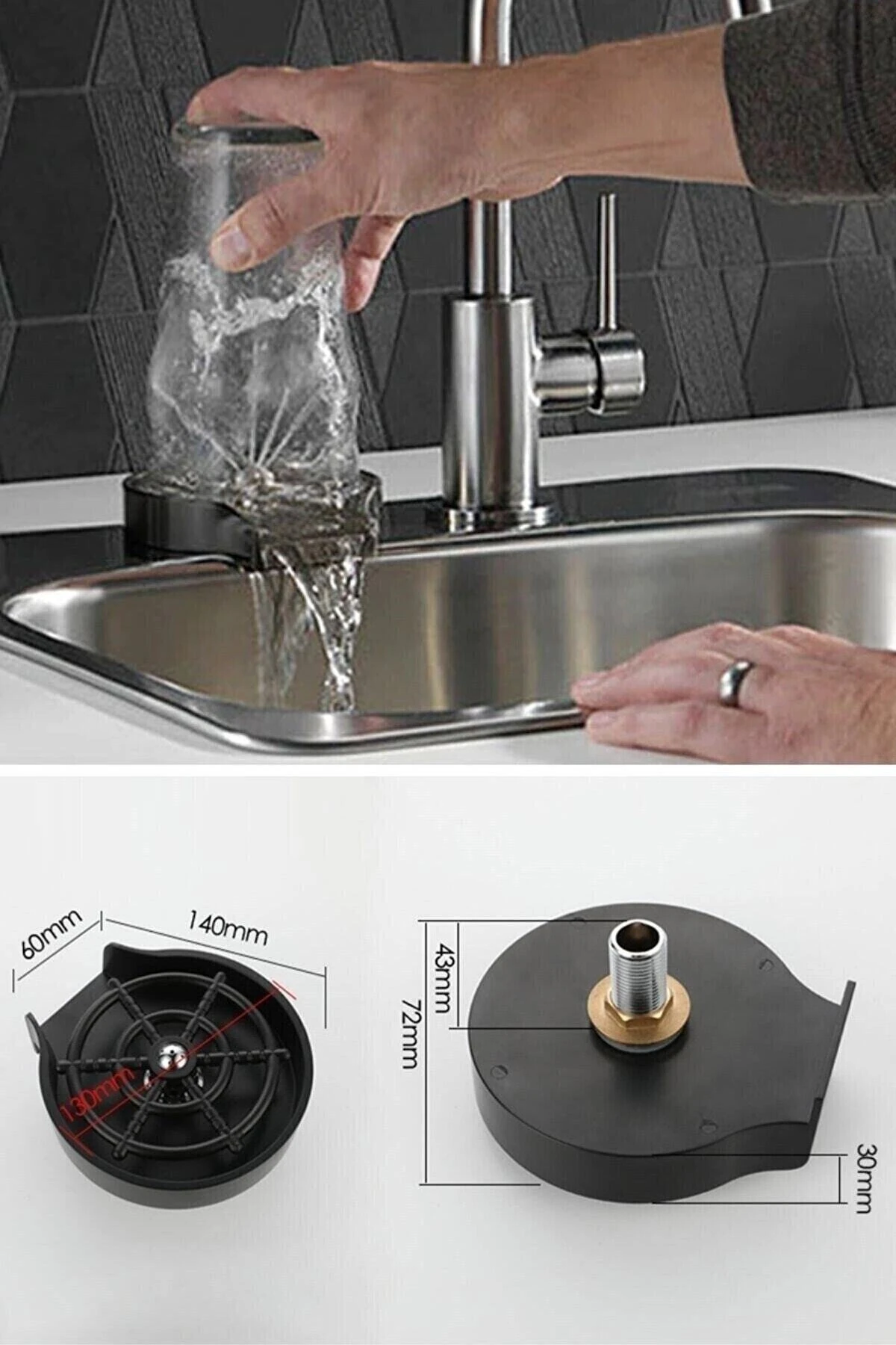 Yüksek Basınçlı Otomatik Bardak Yıkama Aparatı Mutfak Lavaboları Için Hızlı Kupa Durulayıcı