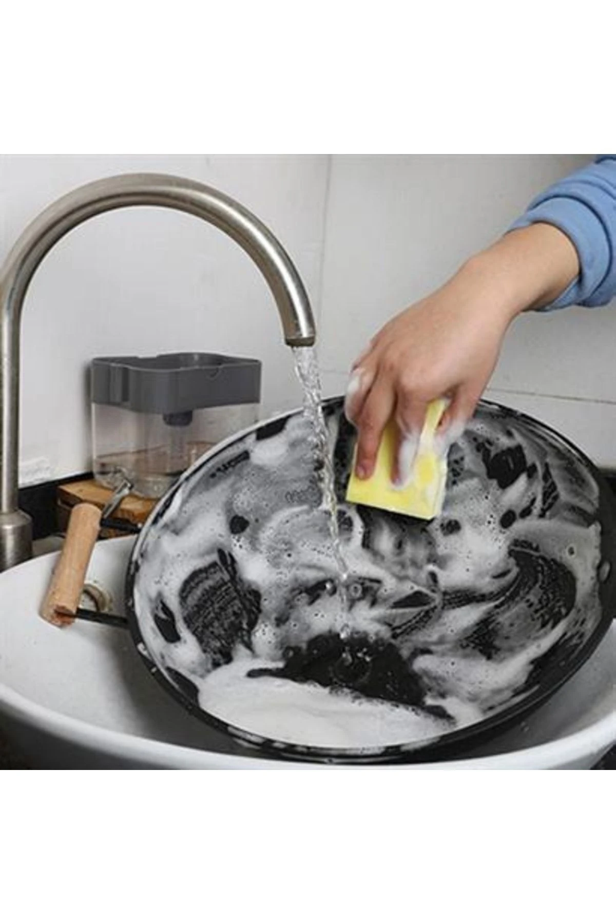 roichil® Ikisi Bir Arada Basmalı Pratik Sıvı Sabunluk Pompası Ve Bulaşık Yıkama Süngeri Haznesi