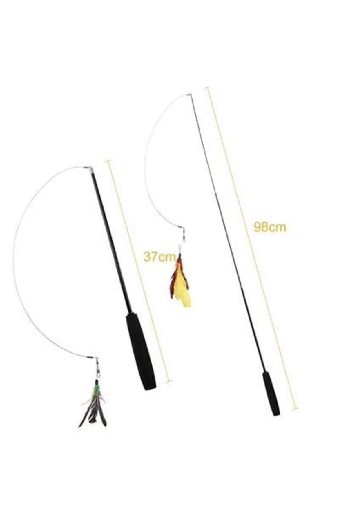 Teleskopik Tüylü Ve Çanlı Boyu Ayarlanabilir Elastik Eğlenceli Peluş Kedi Oyun Oltası