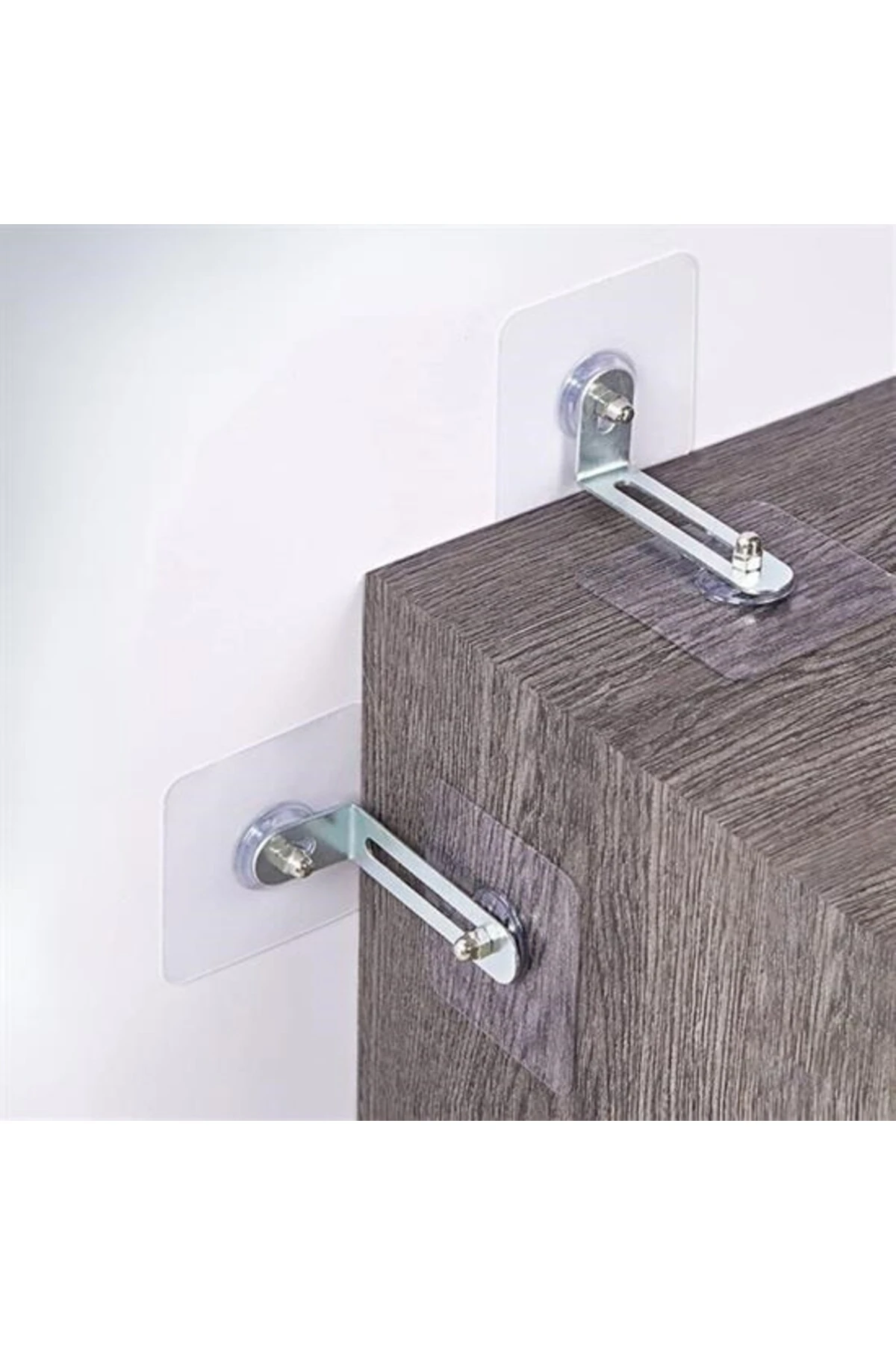 Deprem İçin Ultra Dayanıklı Çivisiz Duvarı Delmeden Ayarlanabilir Eşya Sabitleyici Aparat