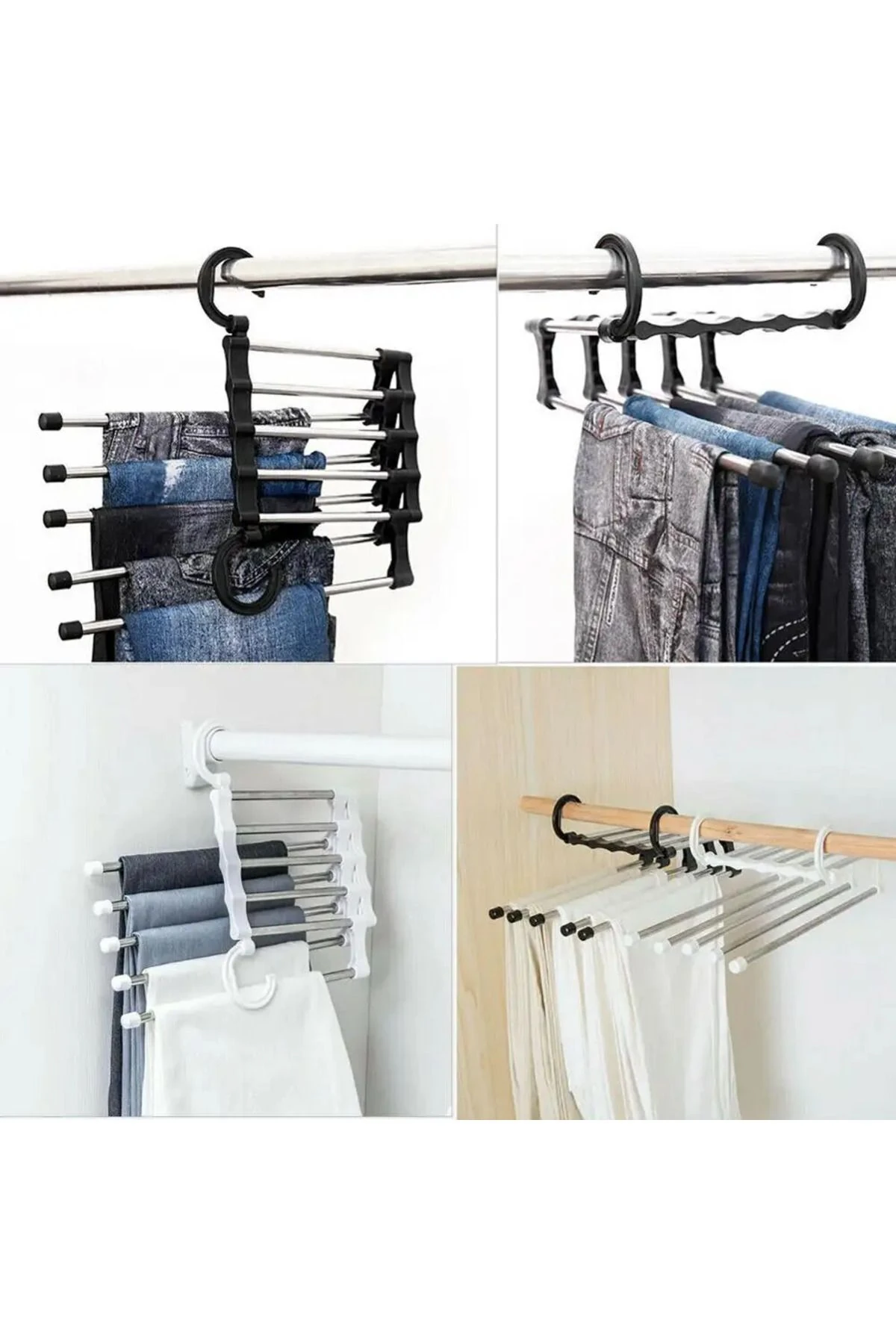 Kullanışlı Dolap İçi Pantolon Kravat Şal Askı Sistemi Düzenleyici Katmanlı Askılık Organizer