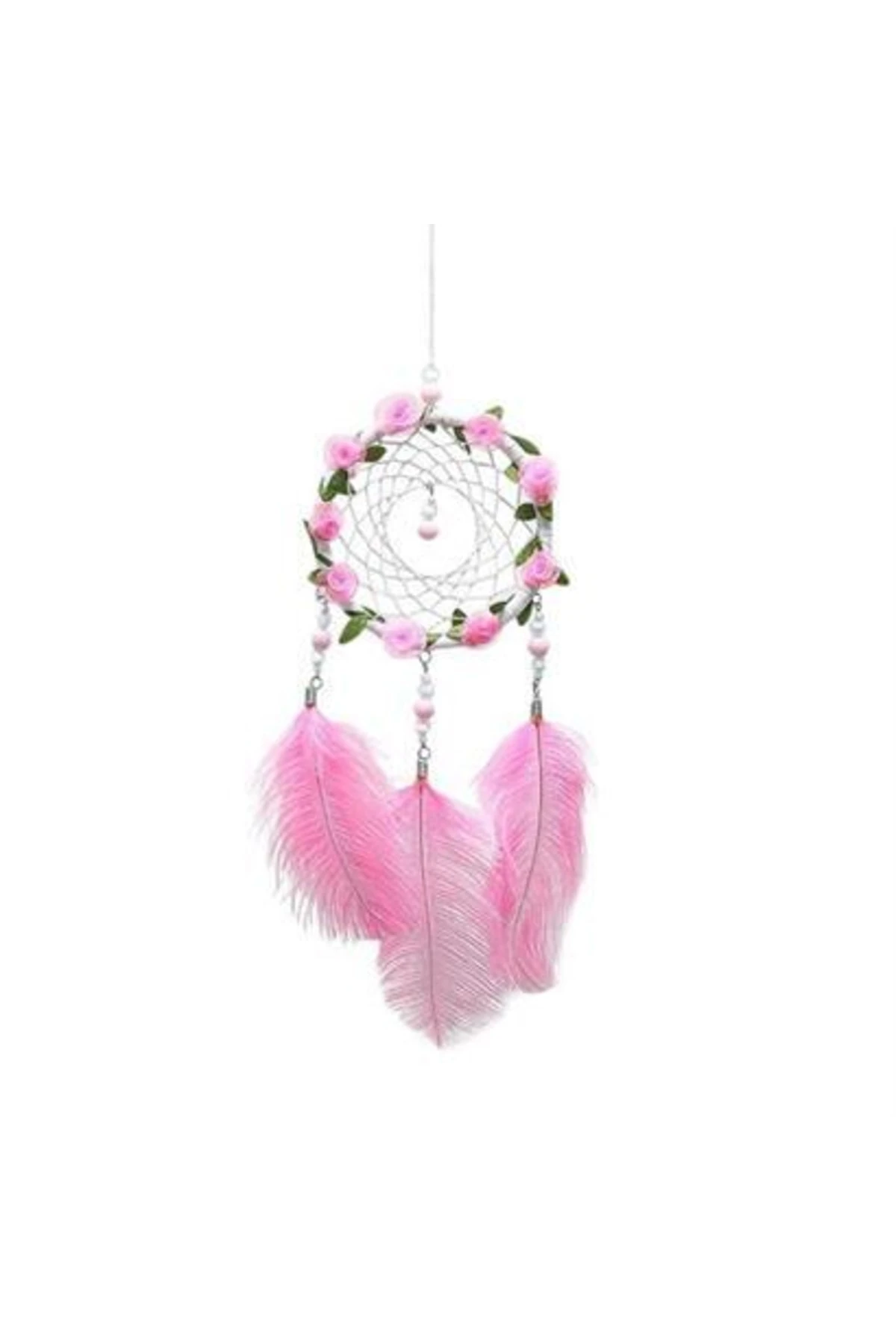 roichil® El Yapımı Kuş Tüyü Ve Led Işıklı Dekoratif Asma Düş Rüya Kapanı