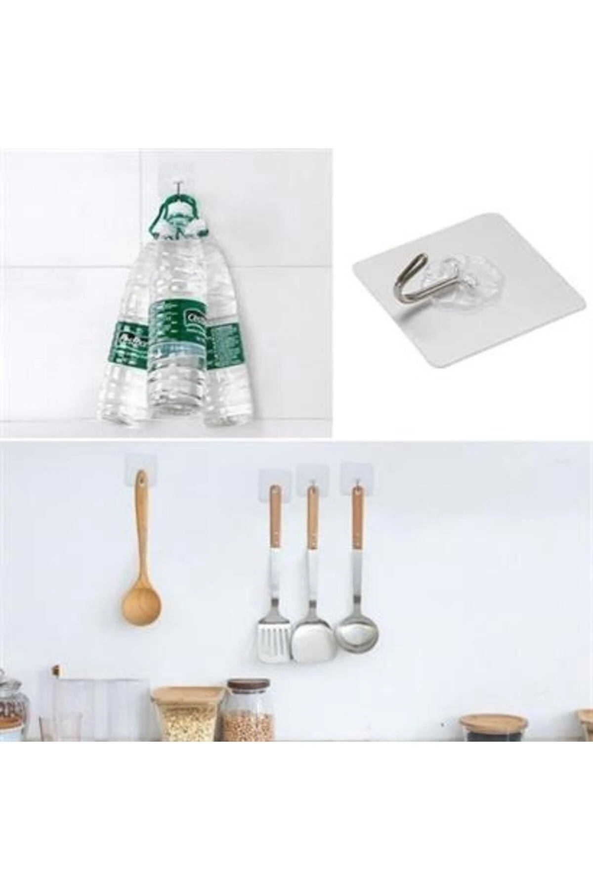 Süper Güçlü Yapışkanlı Suya Dayanıklı Şeffaf Askı 5li Set Yeniden Kullanılabilir Kancalar