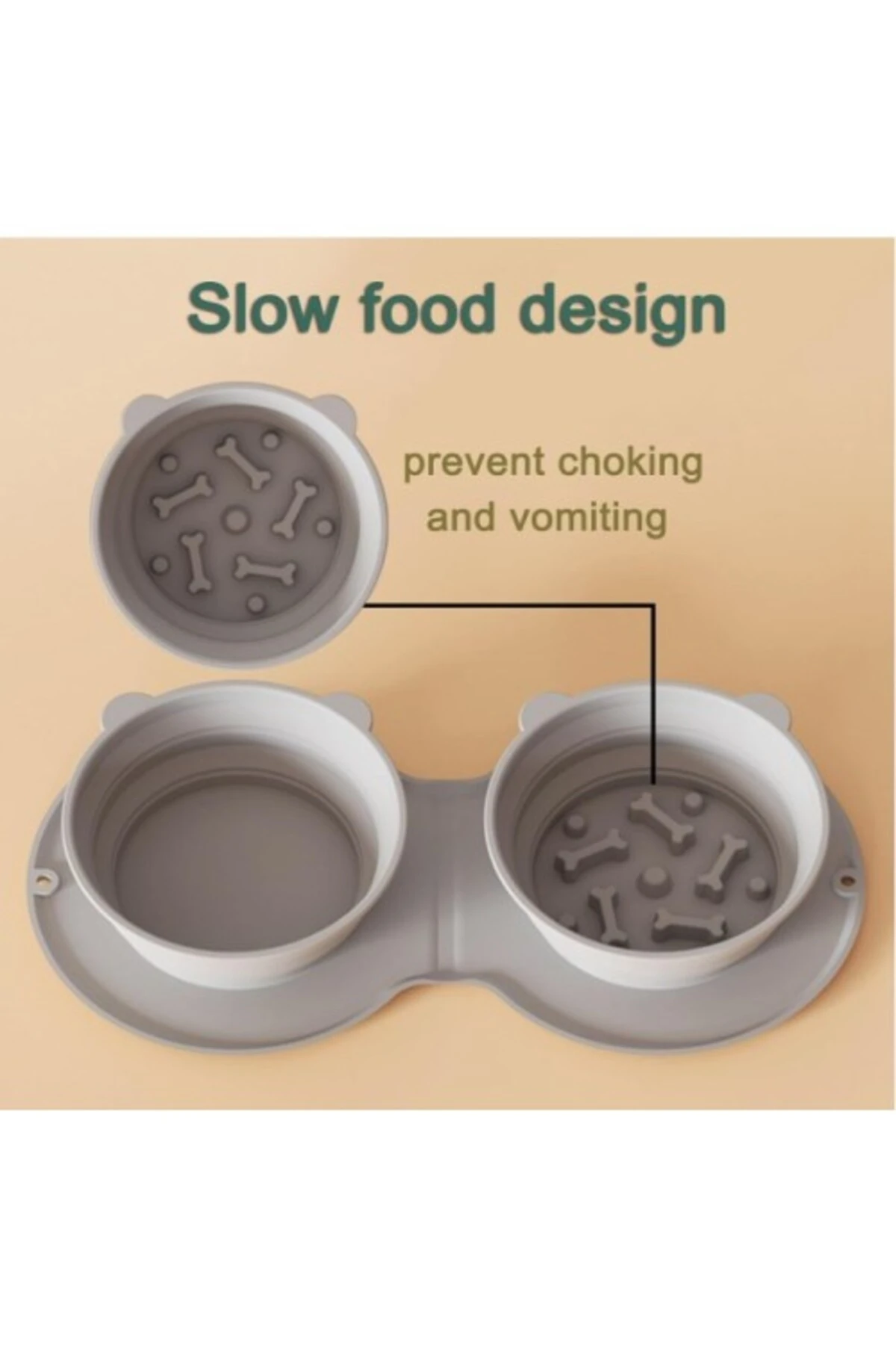 Mikopet Katlanabilir İkili Mama ve Su Kabı