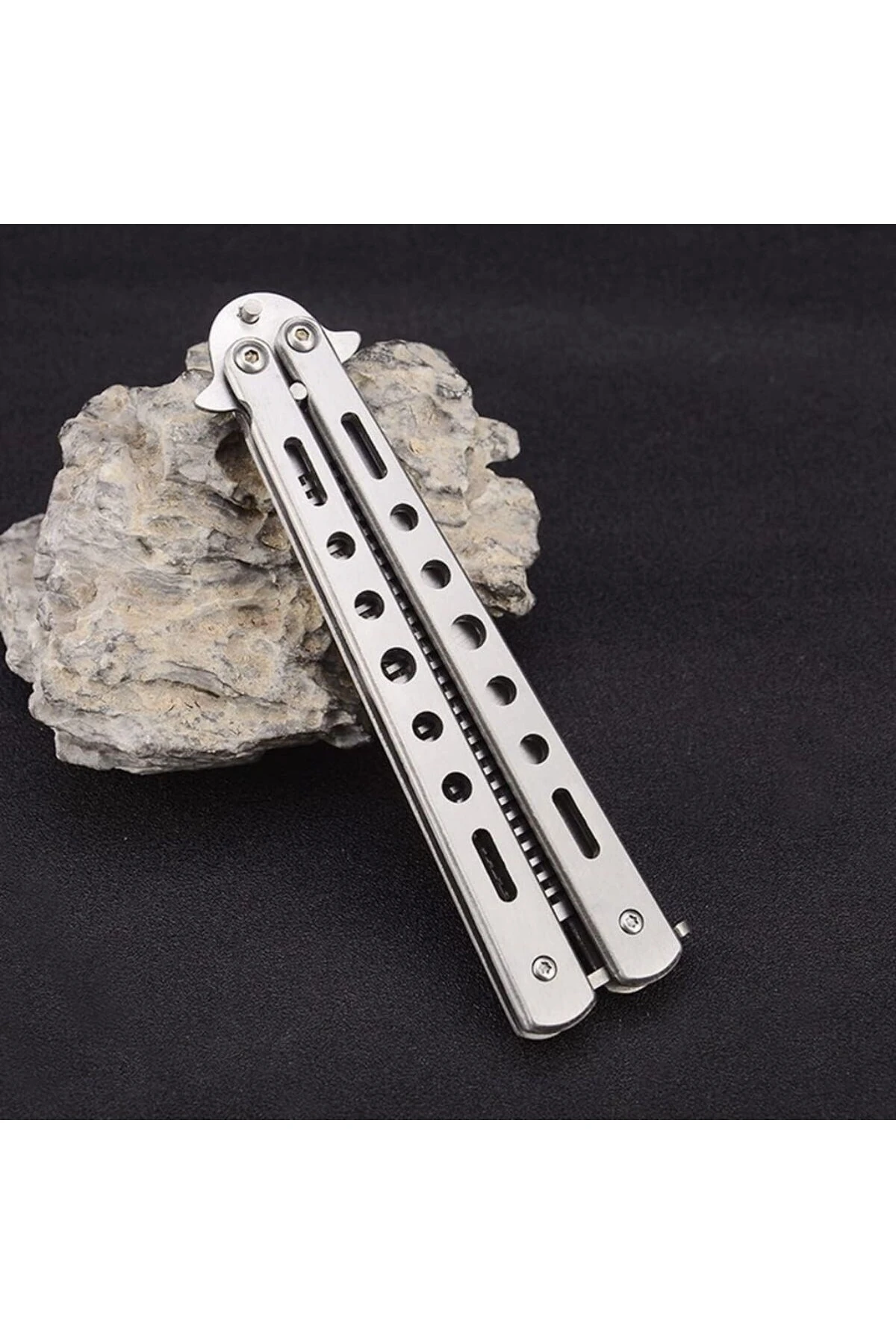 Gri Katlanabilir Paslanmaz Çelik Tarak Sakal Bıyık Fırçası