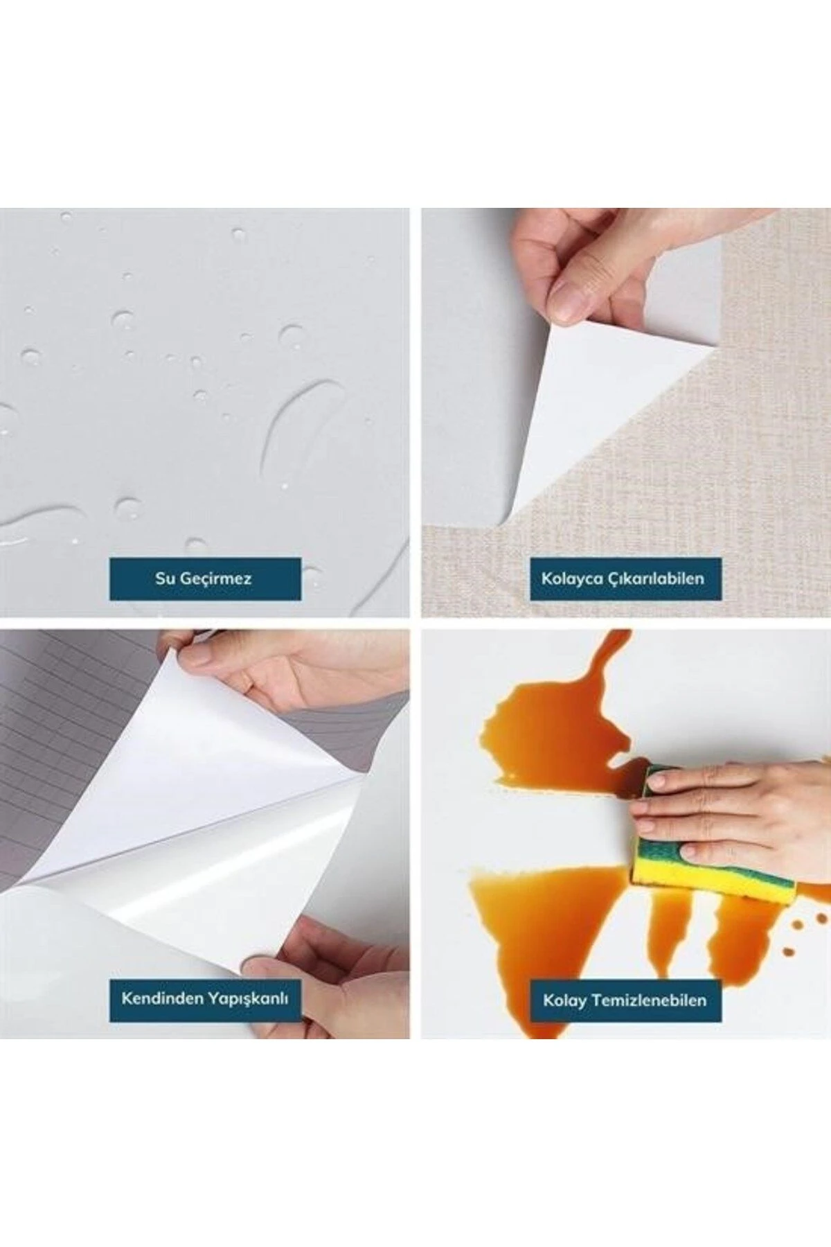 Mermer Desenli Masa Tezgah Mutfak Su Geçirmez   Siyah 5x0,6m