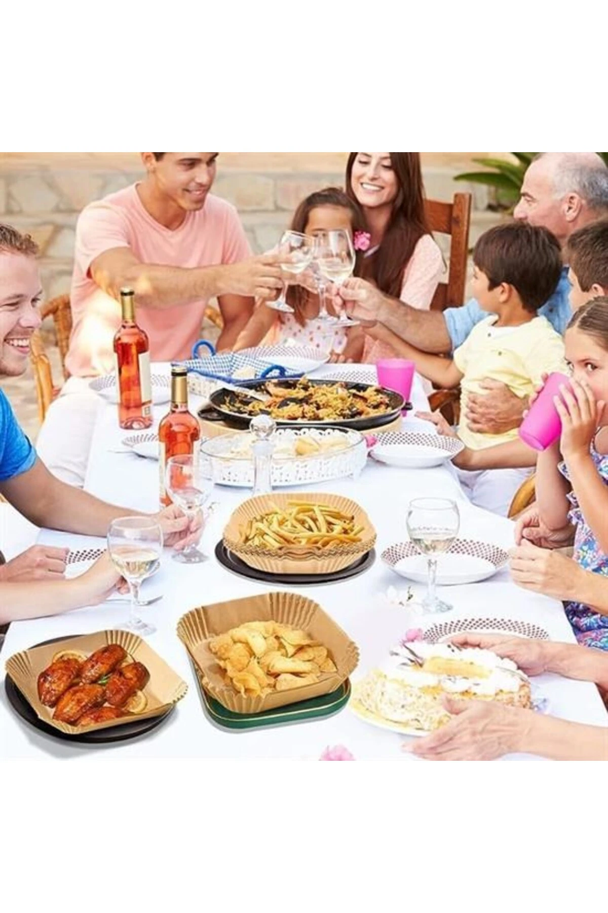 ® 50 Adet Air Fryer Pişirme Kağıdı Tek Kullanımlık 23 Cm Kare Pişirme Kağıdı XXL