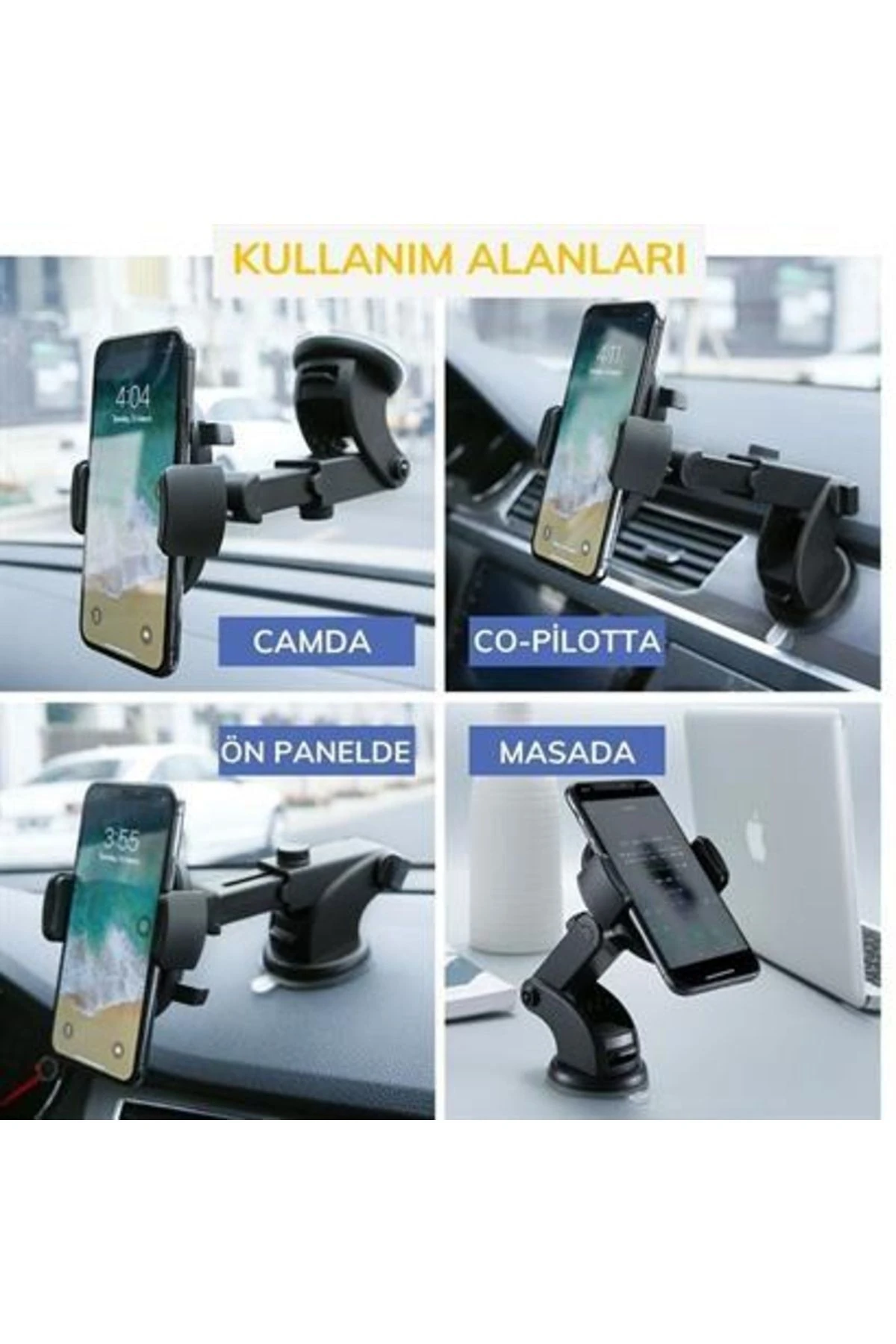 roichil® 360 Derece Dönen Torpido Üstü Uzunluk Ayarlamalı Vantuzlu Teleskopik Araç Telefon Tutucu