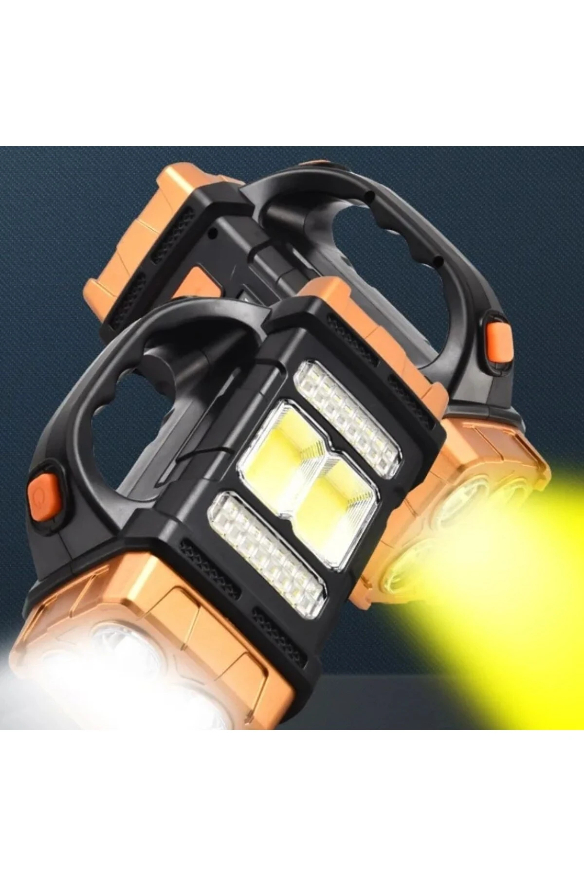 Solar ve USB Şarjlı LED + COB El Feneri | 1500 mAh Şarjlı Taşınabilir Çalışma Işığı–Su Geçirmez