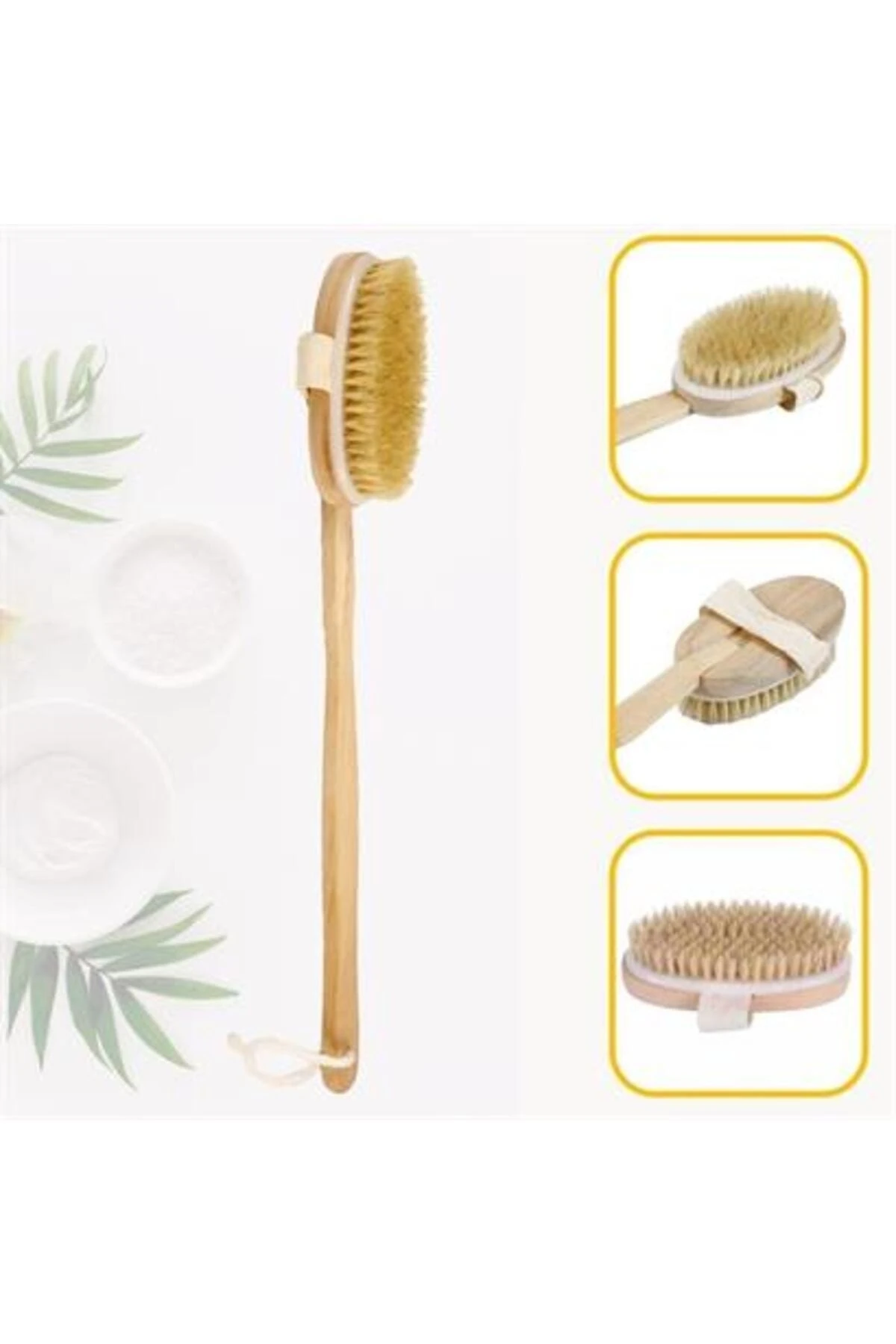 Doğal At Kılı Selülit Karşıtı Sapı Çıkabilen Ahşap Banyo Fırçası