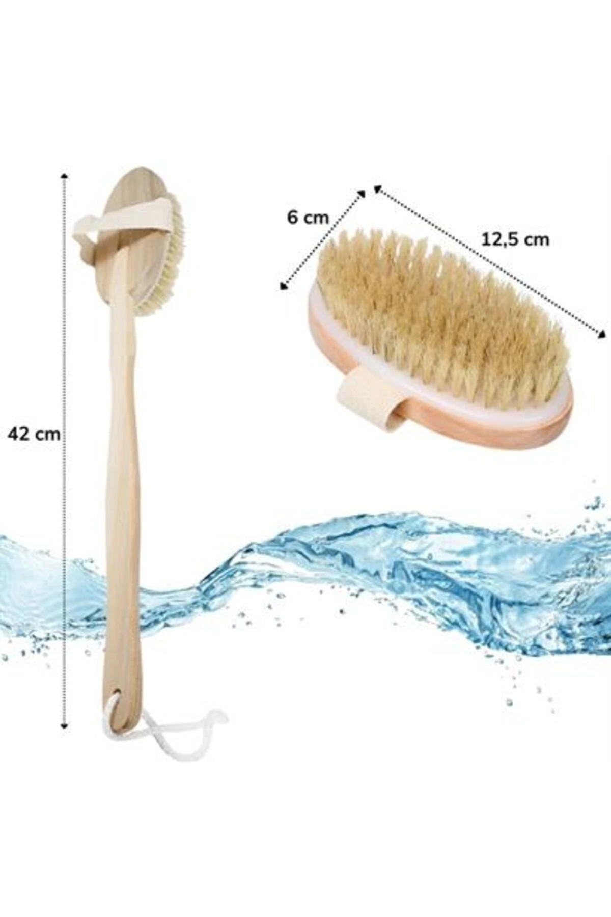 Doğal At Kılı Selülit Karşıtı Sapı Çıkabilen Ahşap Banyo Fırçası