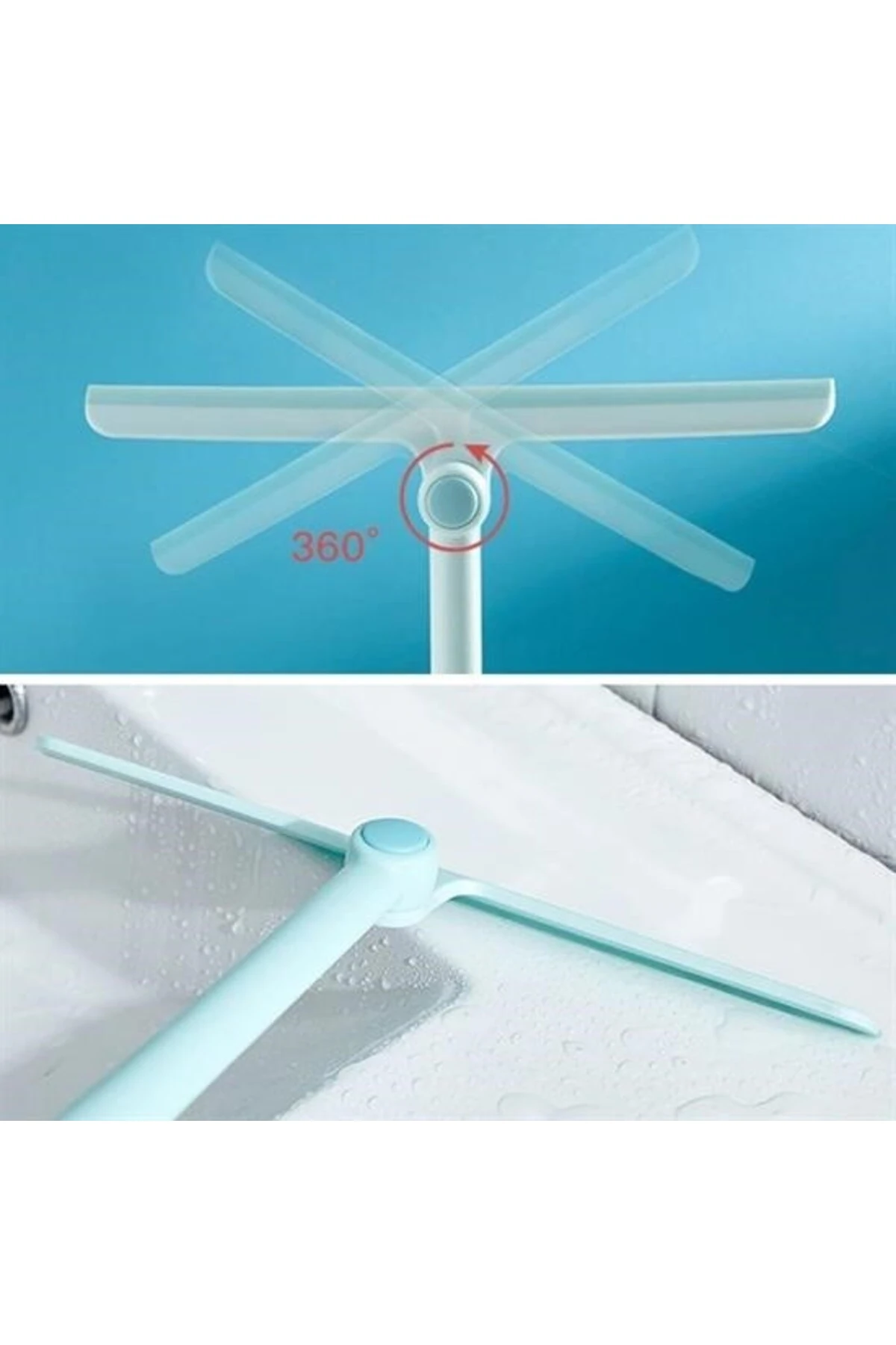 ® 360 Derece Döner Başlıklı Cam Sil Çok Amaçlı Pratik Cam Ayna Fayans Silme Aparatı