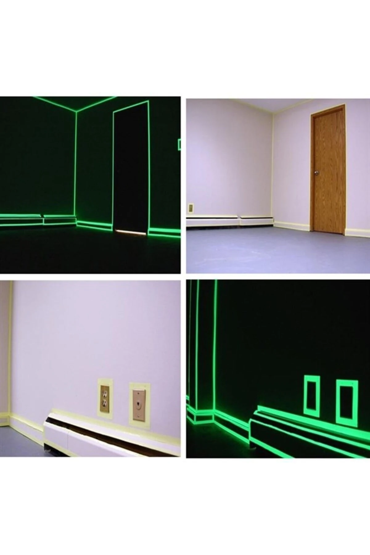 ® Karanlıkta Işık Veren Yansıyan 4 Metre Fosforlu Yeşil Şerit Bant