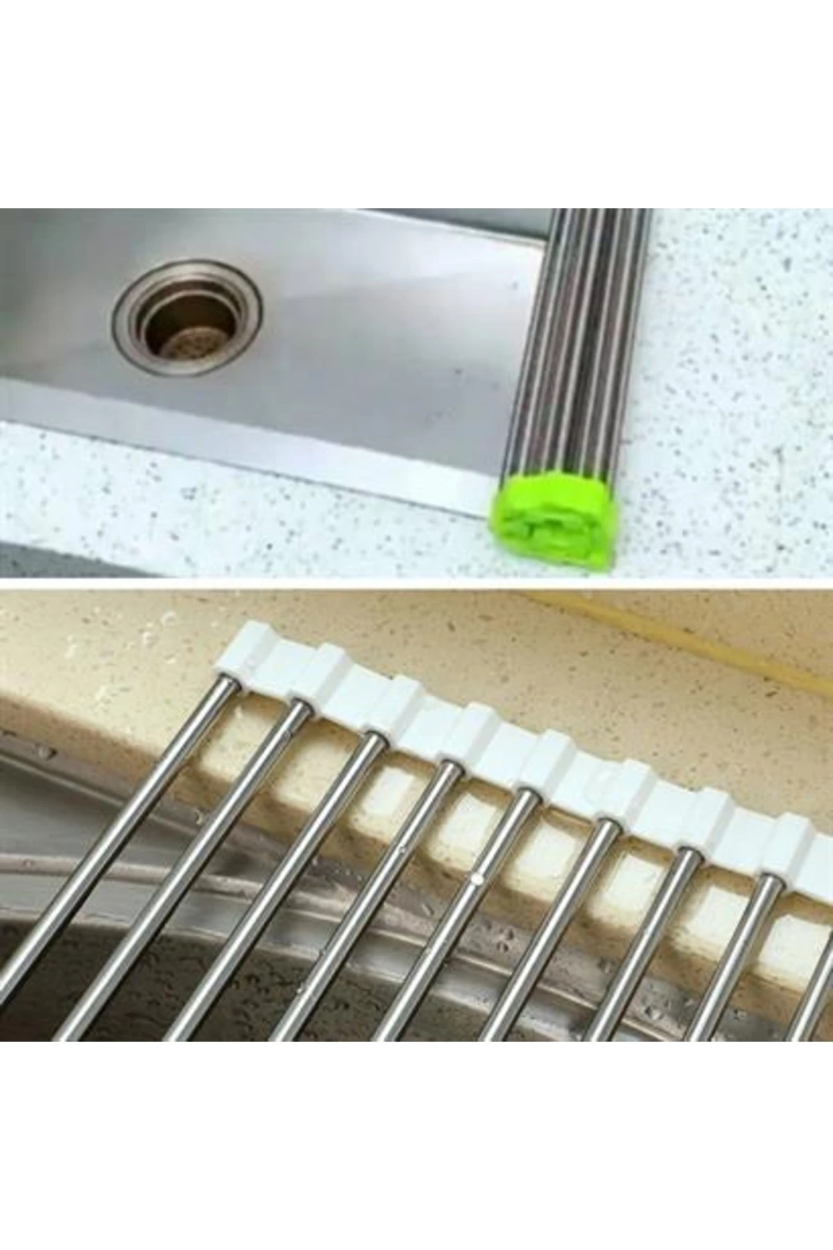 Evye Üstü Katlanır Nihale Paslanmaz Çelik Pratik Sebze Meyve Bulaşık Kurutma Süzgeci