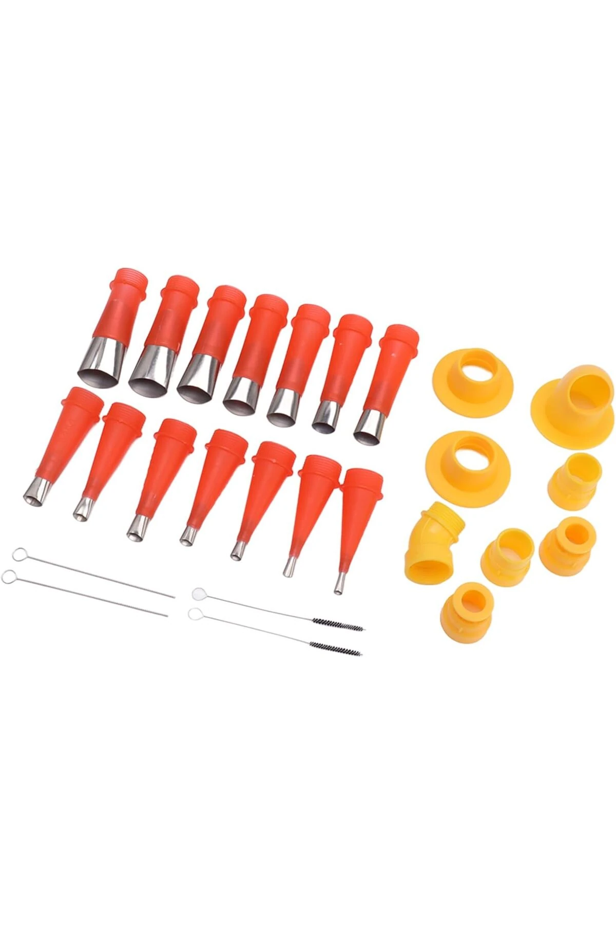 Kalafat Ucu Seti – Paslanmaz Çelik ve Plastik Nozul Seti, 4 Yıkama Fırçası Entegre