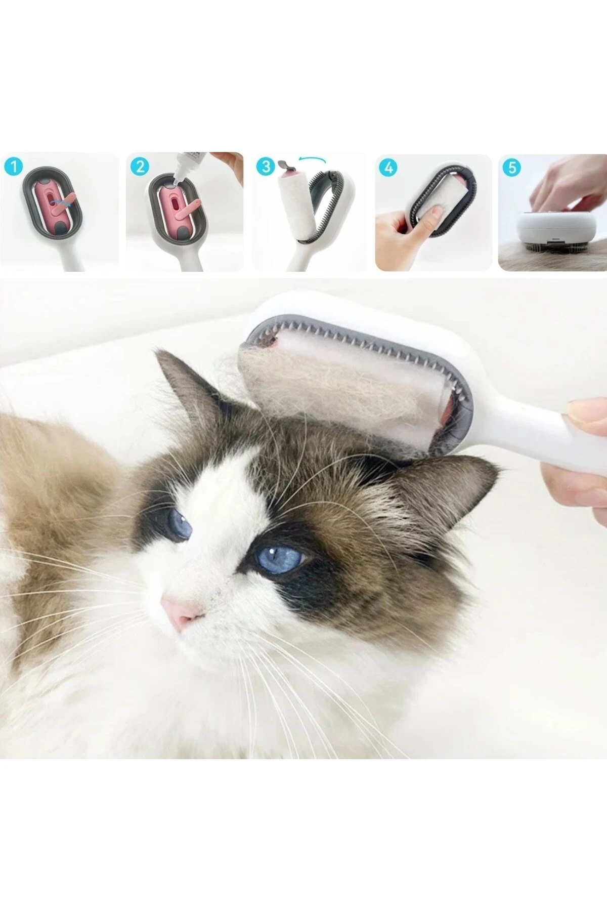 ® Su Hazneli Kedi ve Köpek Tüyü Toplamama Fırçası Su Hazneli Pet Tarağı