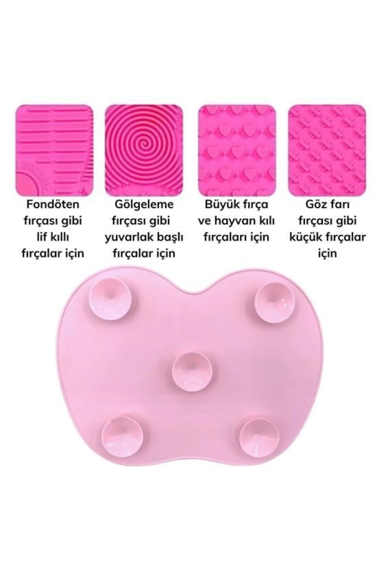 ® Pratik Kolay Makyaj Fırçası Temizleme Matı Aparatı Aleti Küçük