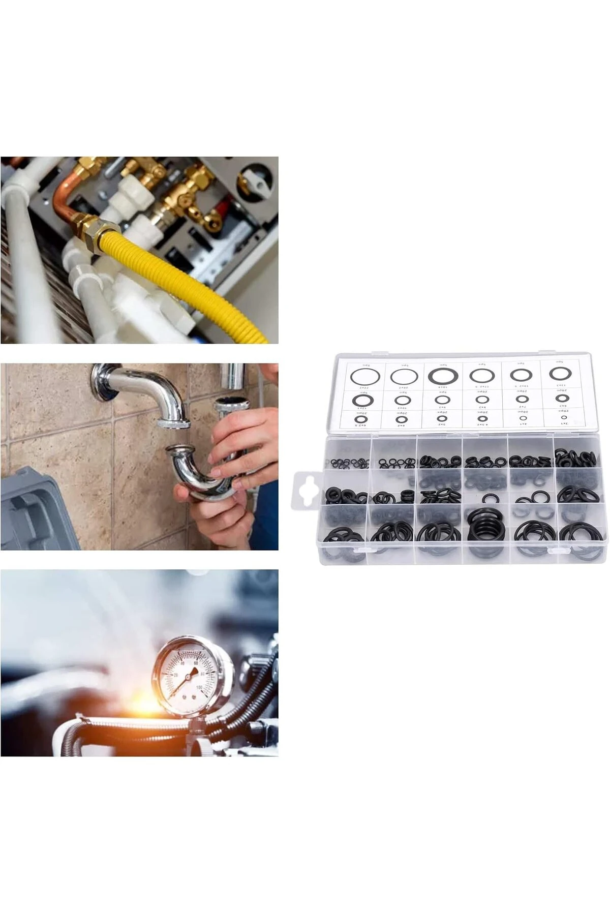 225 Parça Kauçuk Conta Seti ,Kendiliğinden Saklama Kutulu O Halkası Seti