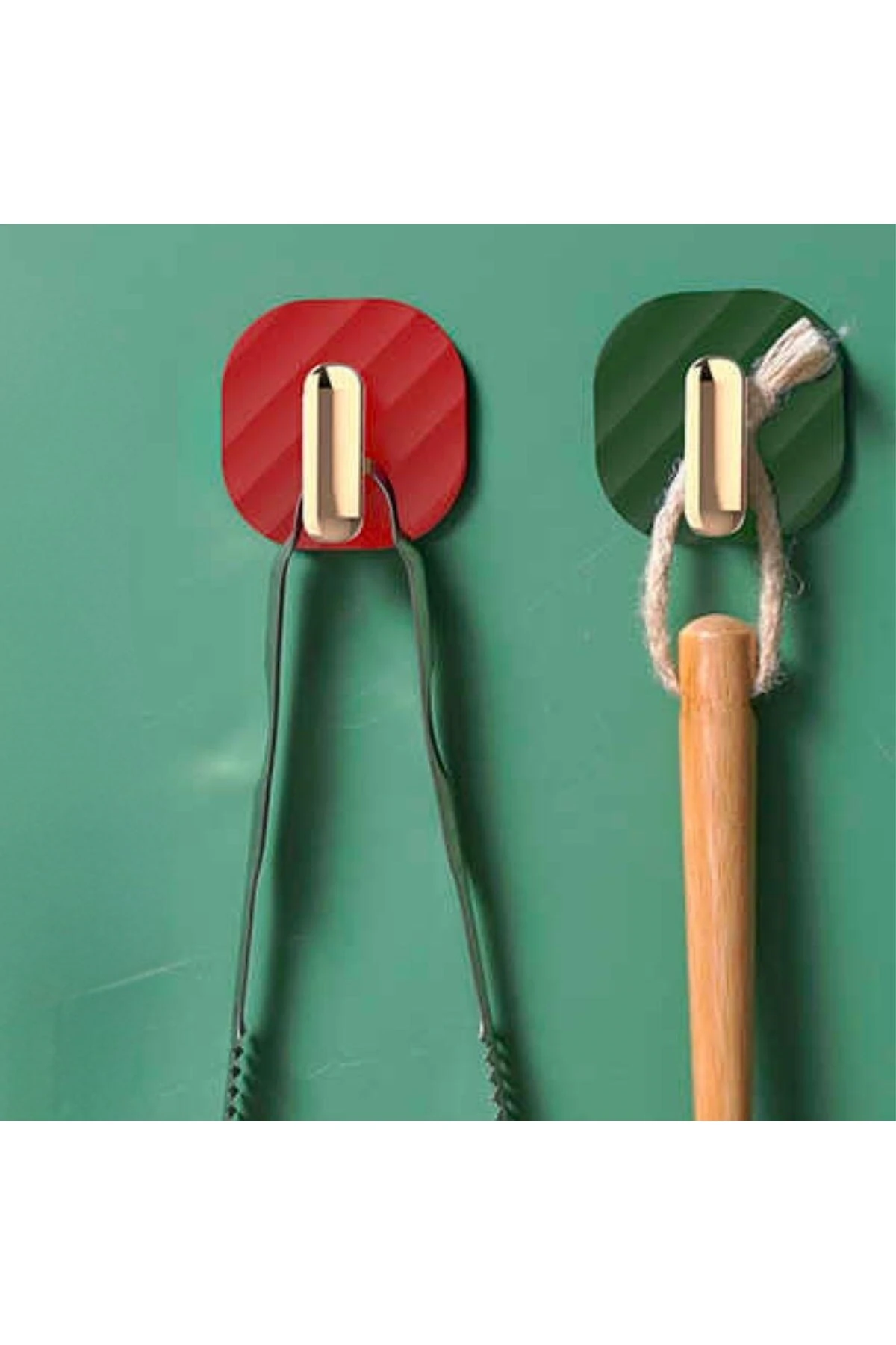 ® 2li Yapışkanlı Retro Askılık Dolap Kapak Kulpu Yeşil